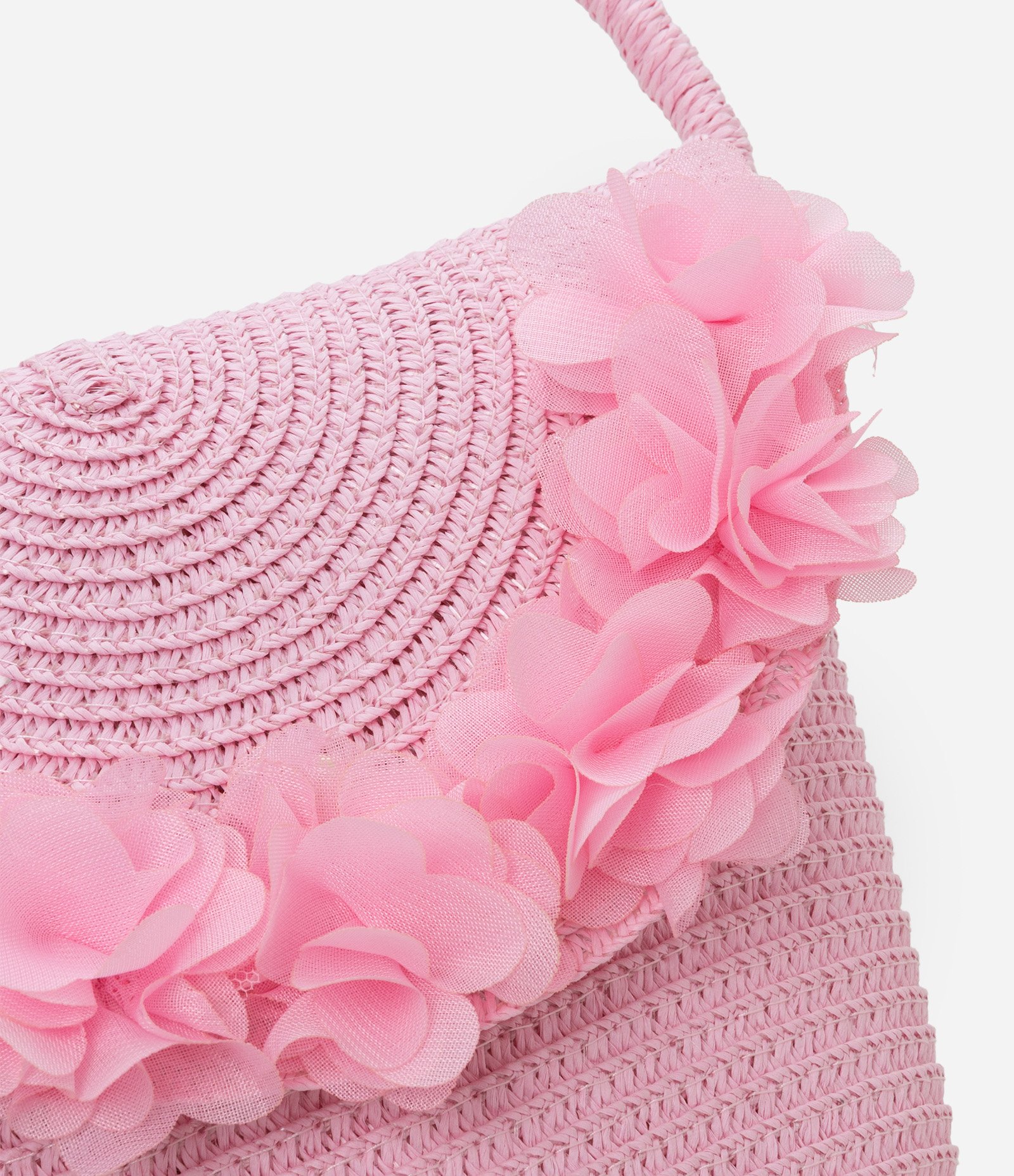 Bolsa Infantil em Palha com Flores - Tam Único Rosa 5