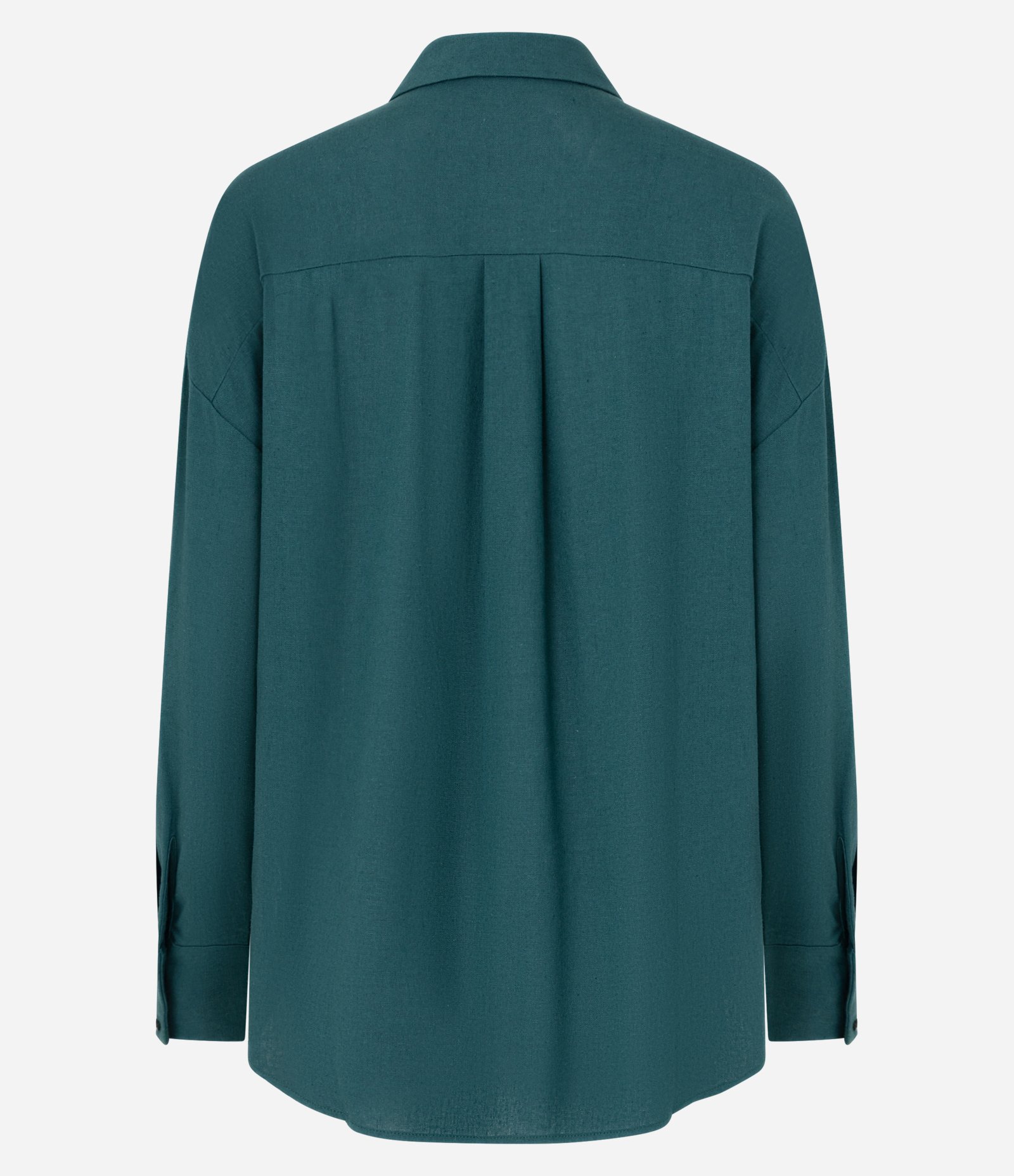 Camisa Alongada em Viscose e Linho com Botões Verde 7