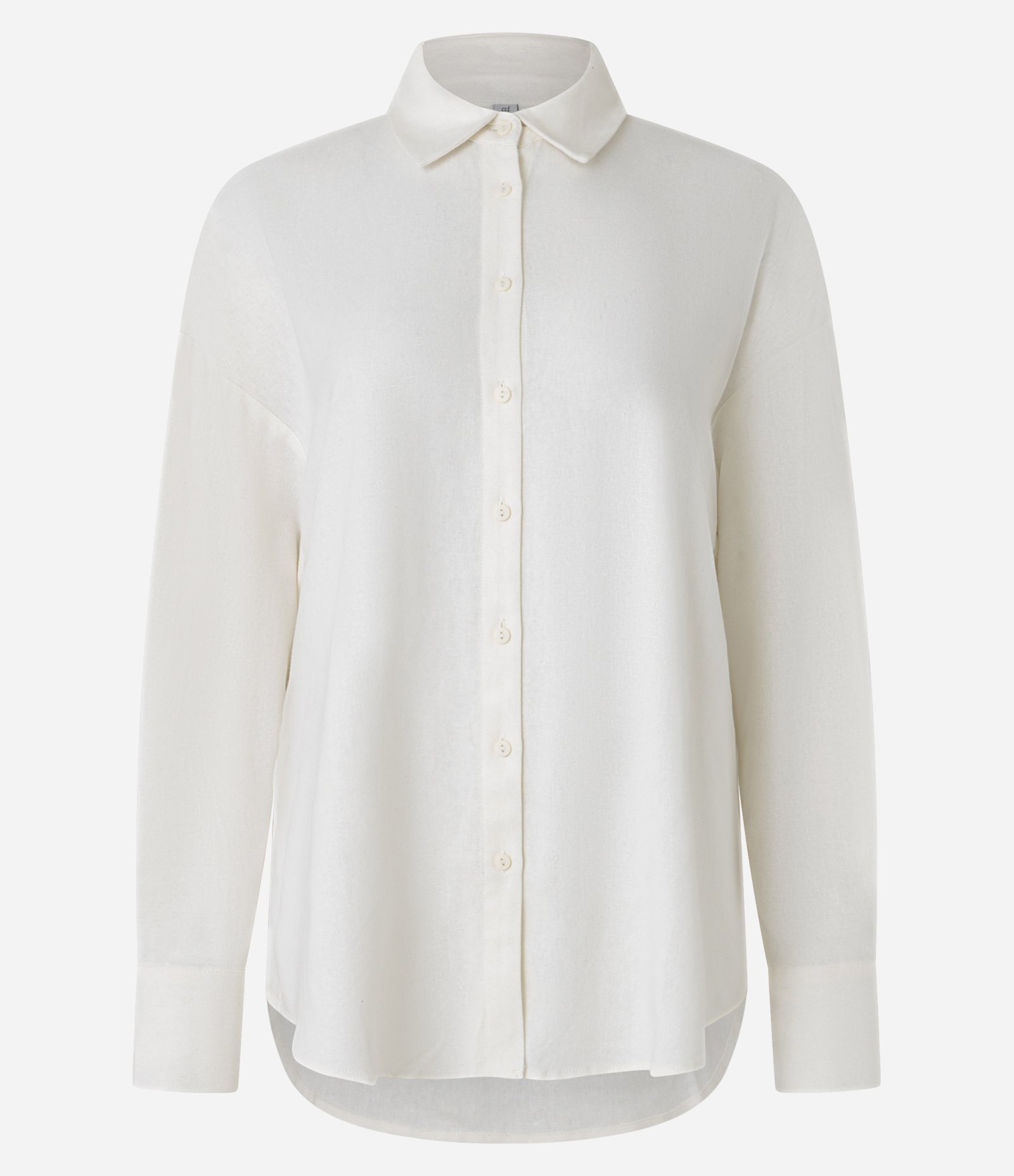 Camisa Alongada em Viscose e Linho com Botões Bege 4