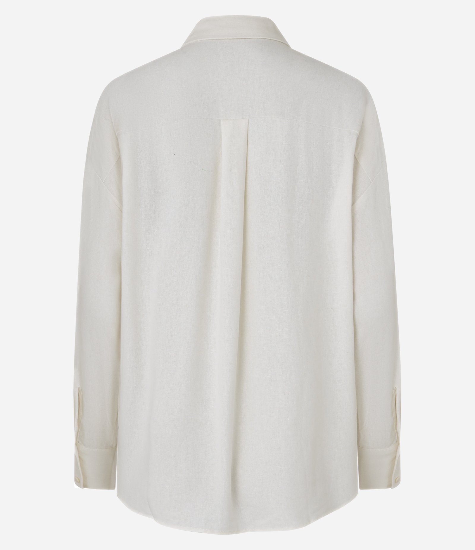 Camisa Alongada em Viscose e Linho com Botões Bege 5