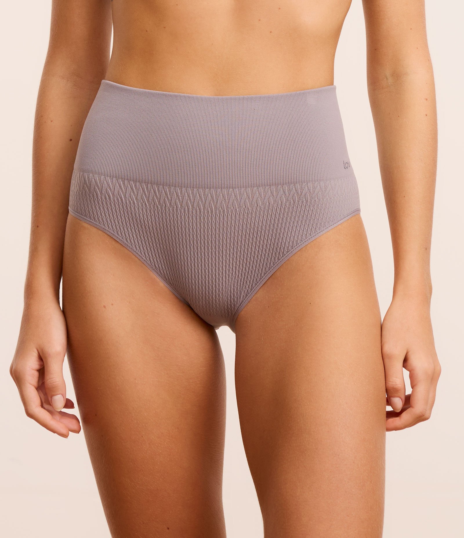 Calcinha Alta em Poliamida Seamless Texturizada Cinza 2