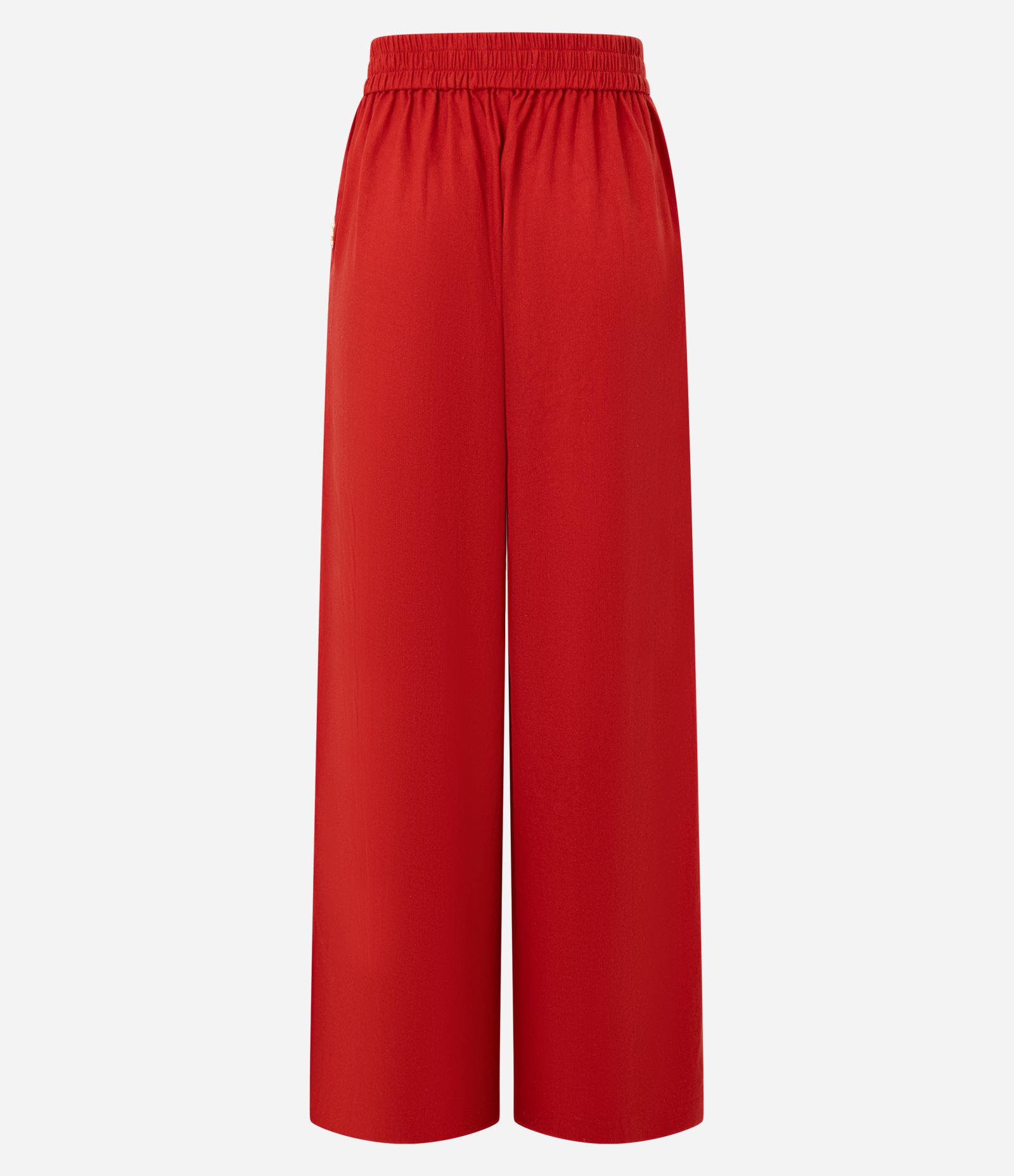 Calça Pantalona em Viscolinho com Bolinhas nos Bolso Vermelho 7