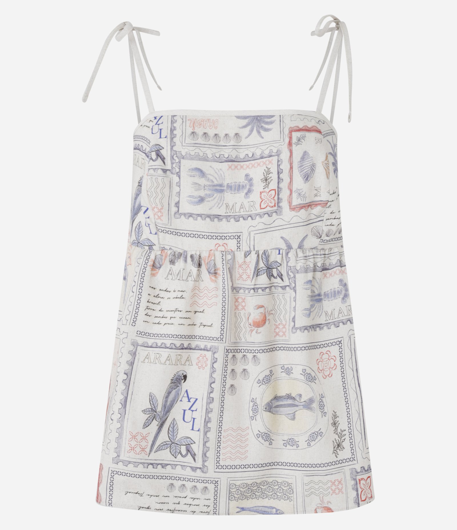 Blusa com Linho Alcinhas e Estampa de Selos do Mar Off White 5