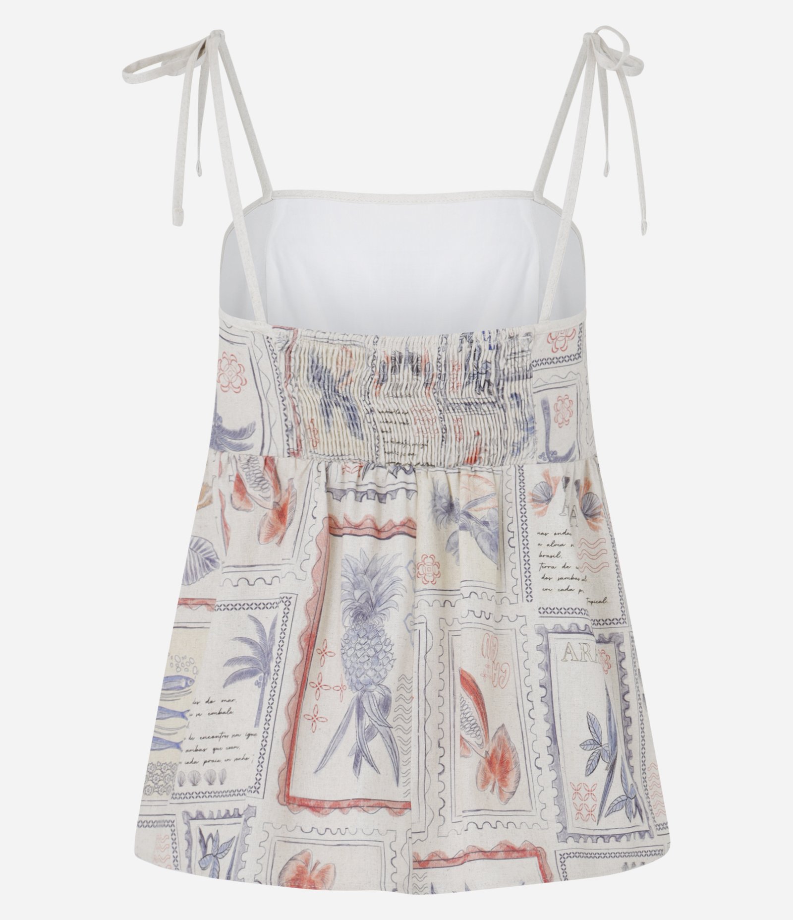 Blusa com Linho Alcinhas e Estampa de Selos do Mar Off White 6