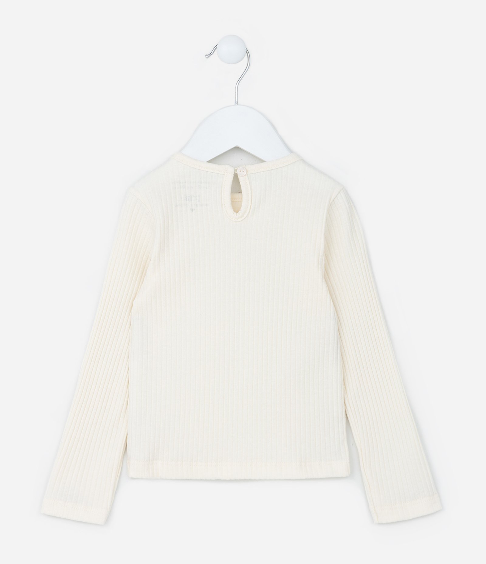 Blusa Infantil Canelada com Babado na Gola - Tam 1 a 6 Anos Off White 2
