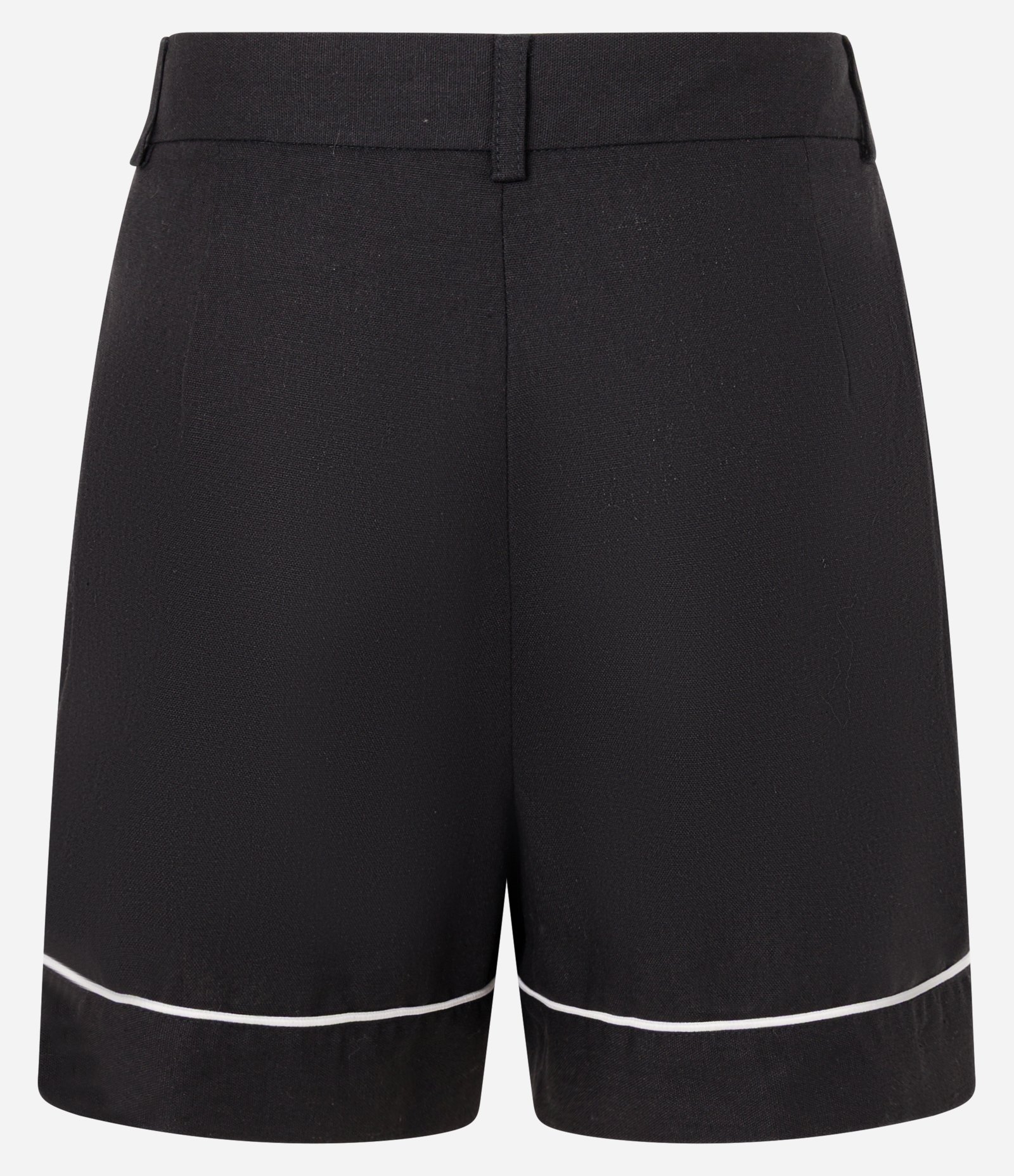 Bermuda em Viscose e Linho com Pregas e Viés Contrastante Preto 6