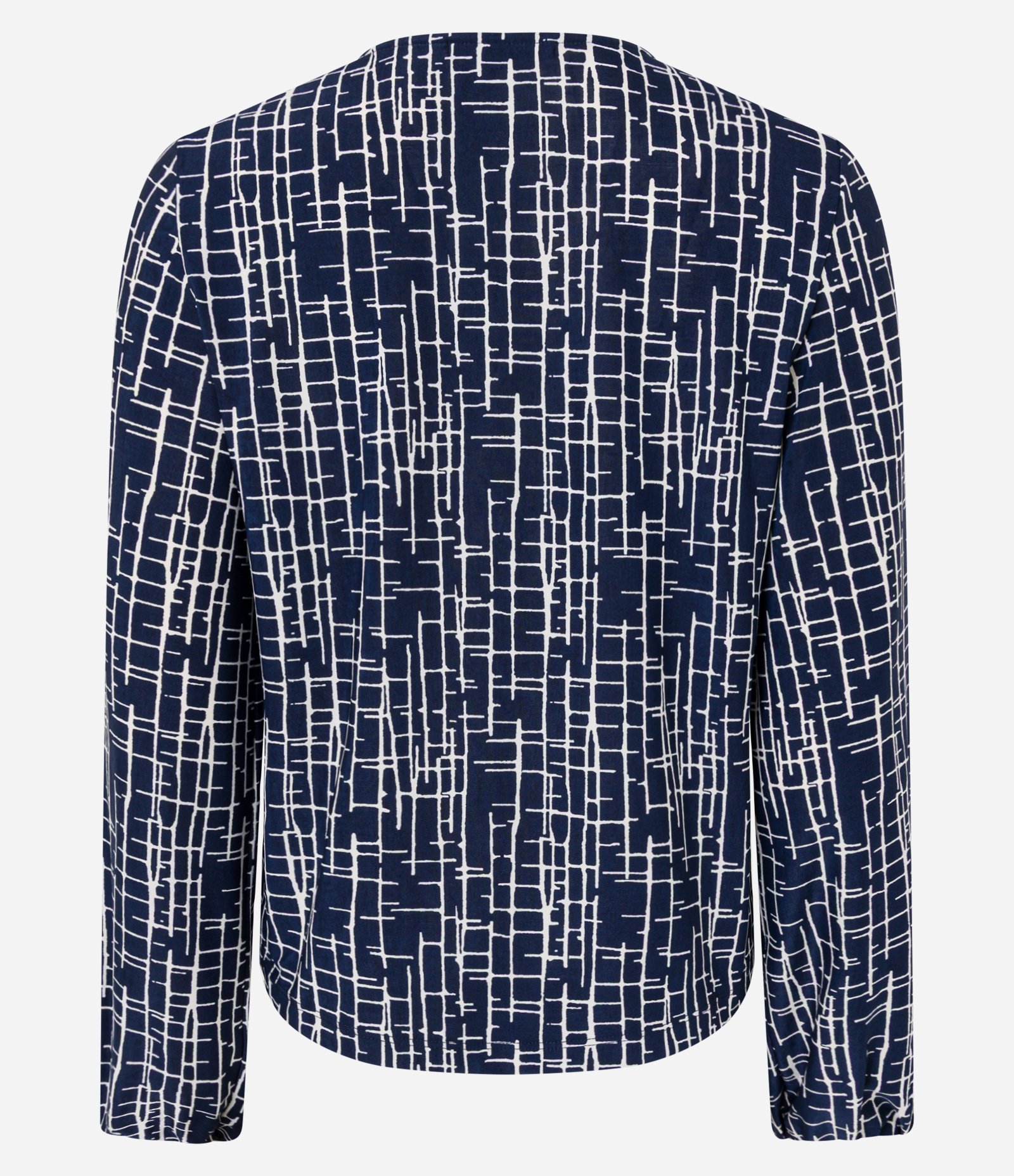 Blusa em Microfibra com Estampa Geométrica e Gola V Azul 6