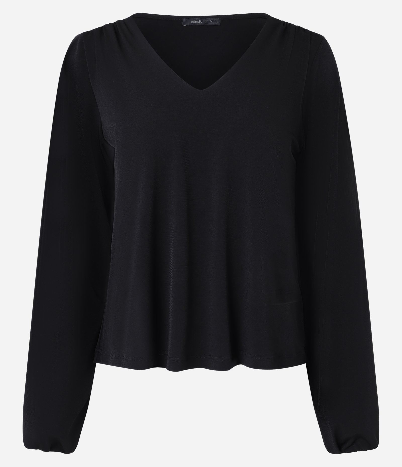 Blusa em Microfibra com Gola V e Caimento Leve Preto 1