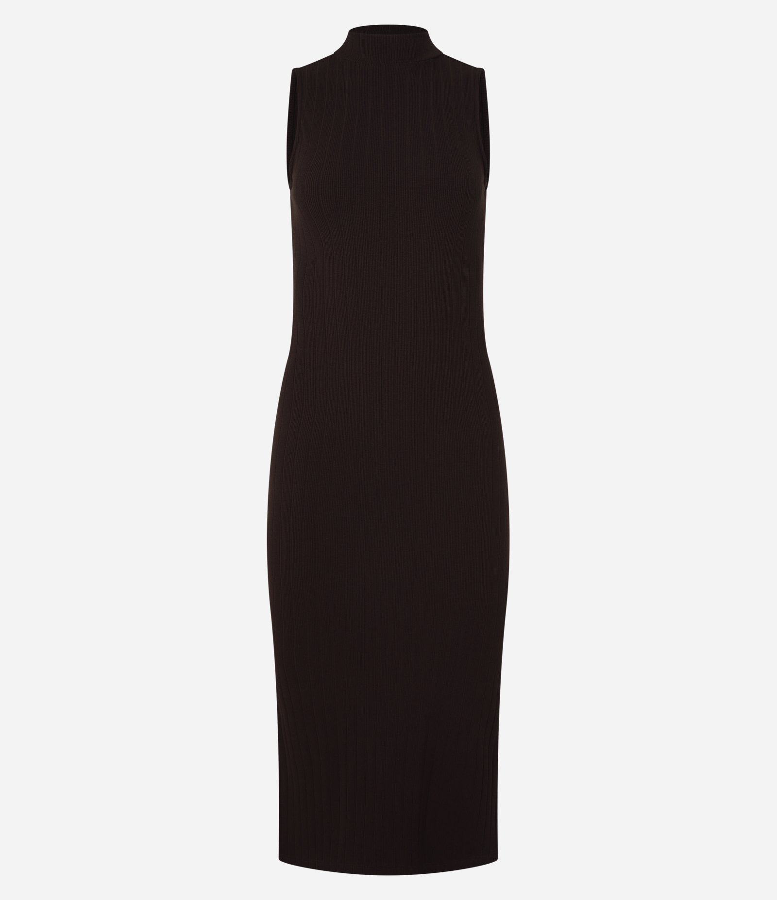 Vestido Midi Canelado em Ribana com Gola Altinha Marrom Escuro 5