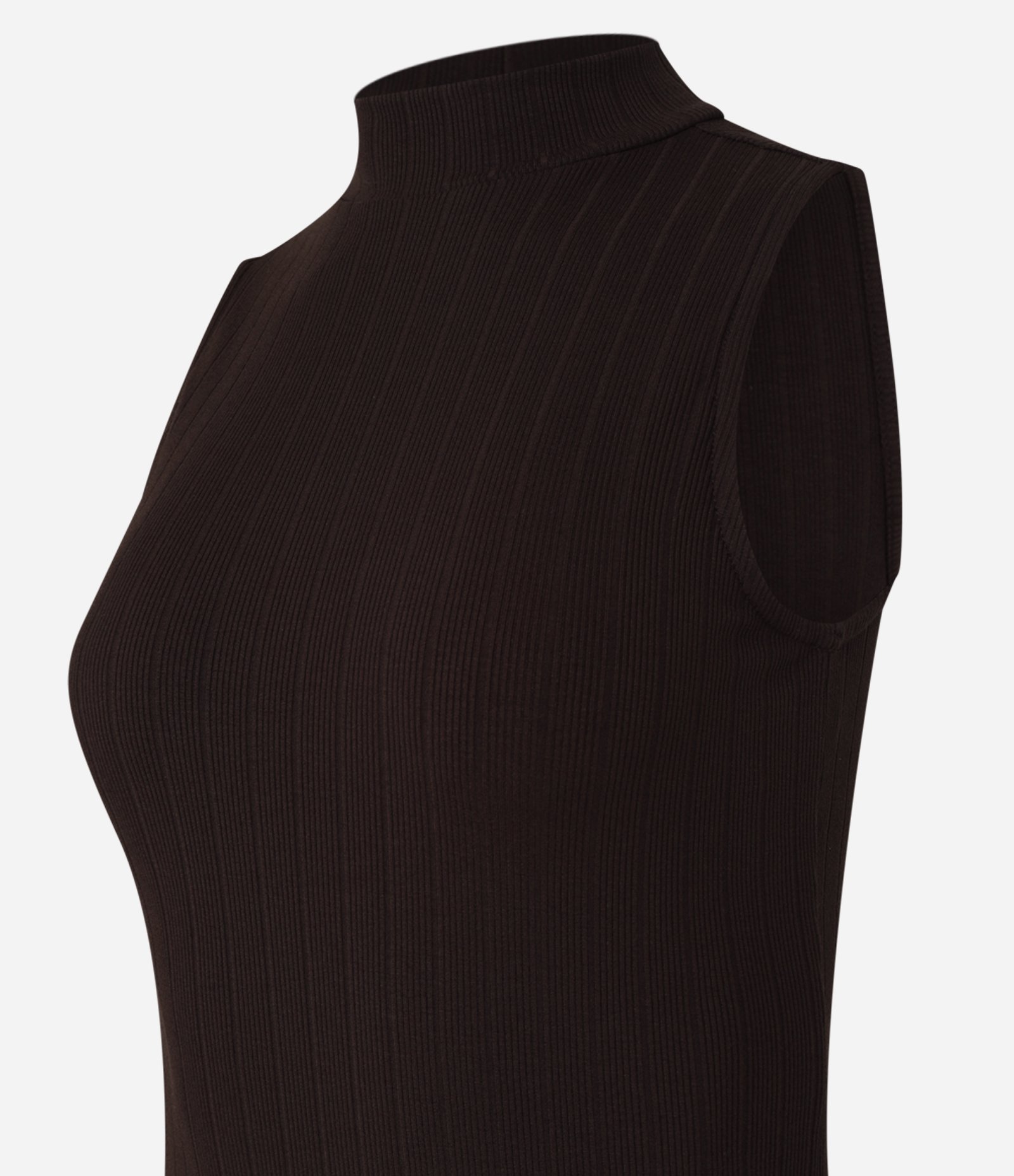 Vestido Midi Canelado em Ribana com Gola Altinha Marrom Escuro 6