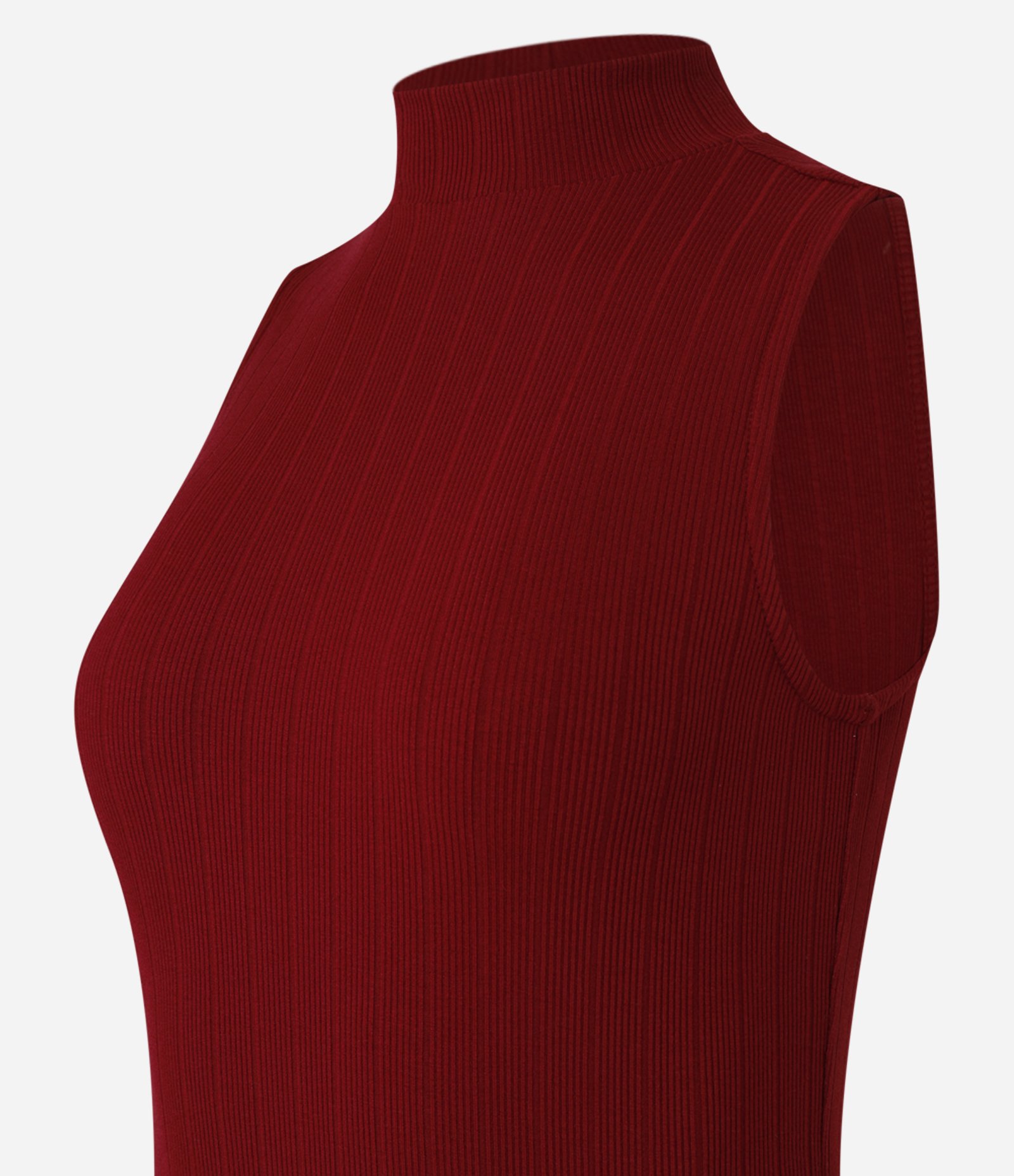 Vestido Midi Canelado em Ribana com Gola Altinha Vermelho 8