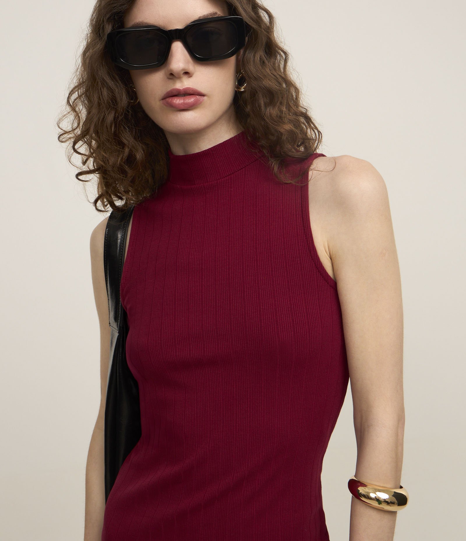 Vestido Midi Canelado em Ribana com Gola Altinha Vermelho 5