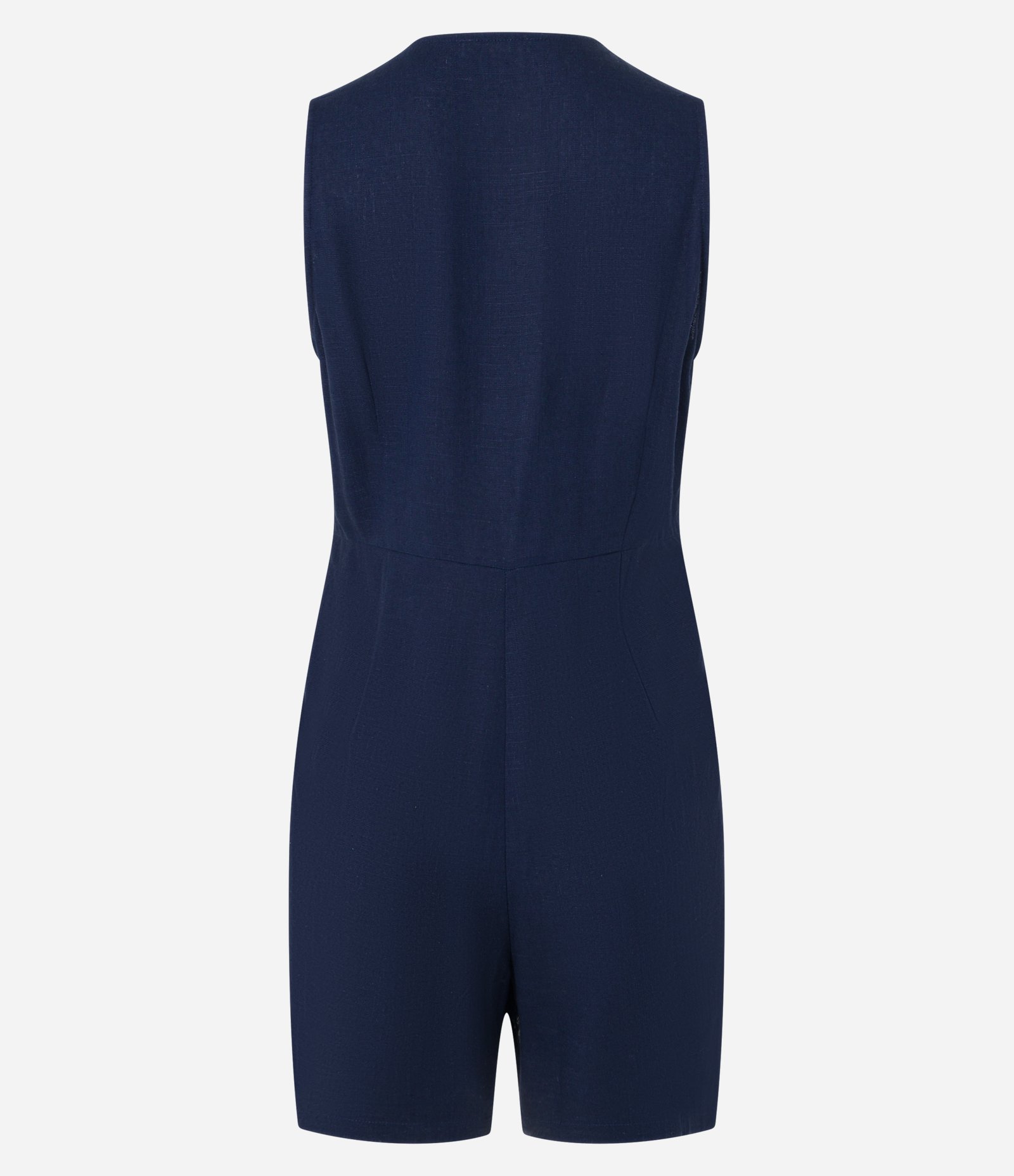 Macaquinho em Viscolinho com Decote V e Botões Azul Marinho 5