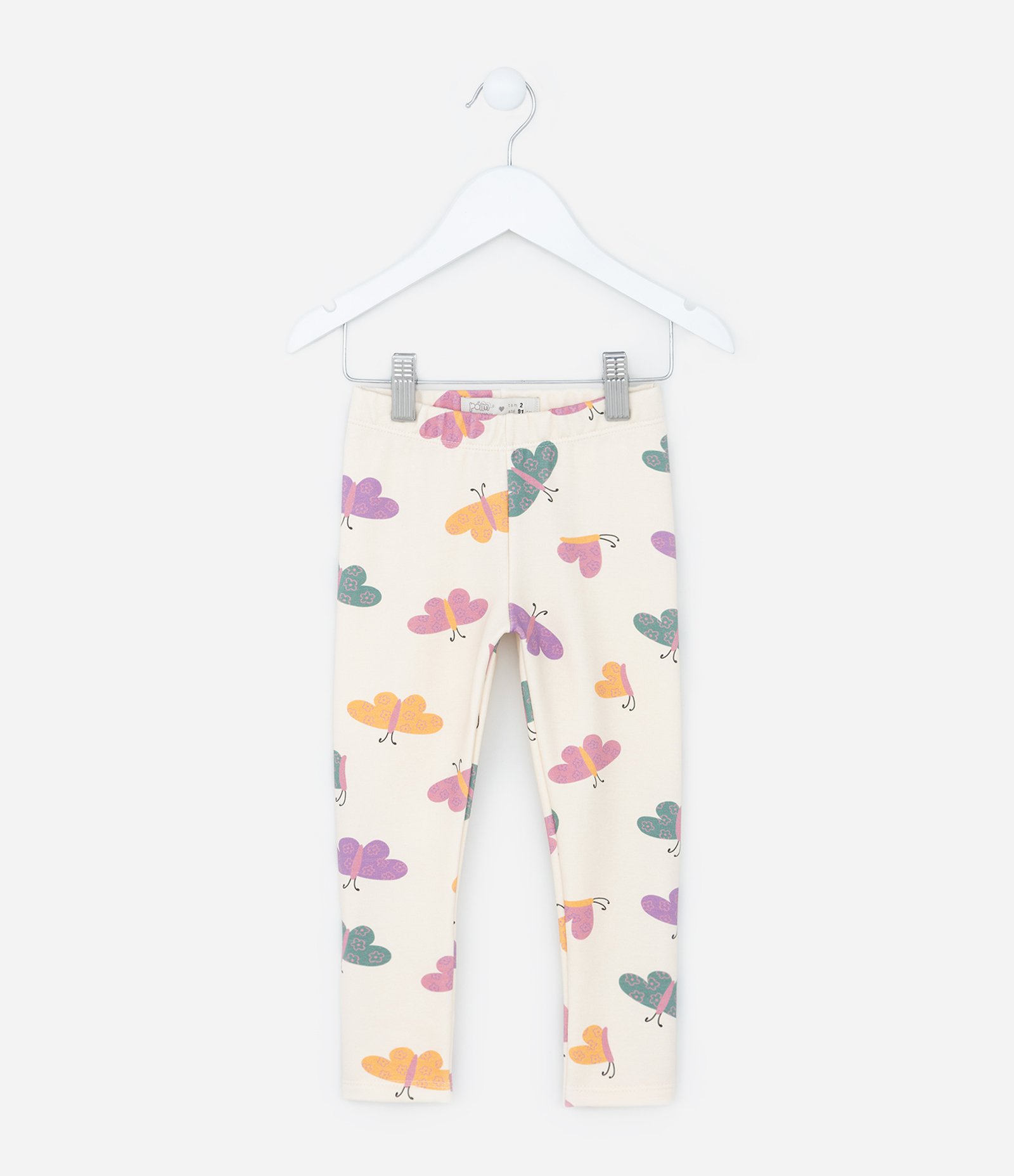 Calça Legging Infantil Quentinha com Estampa Borboletas - Tam 1 a 6 Anos Bege 1