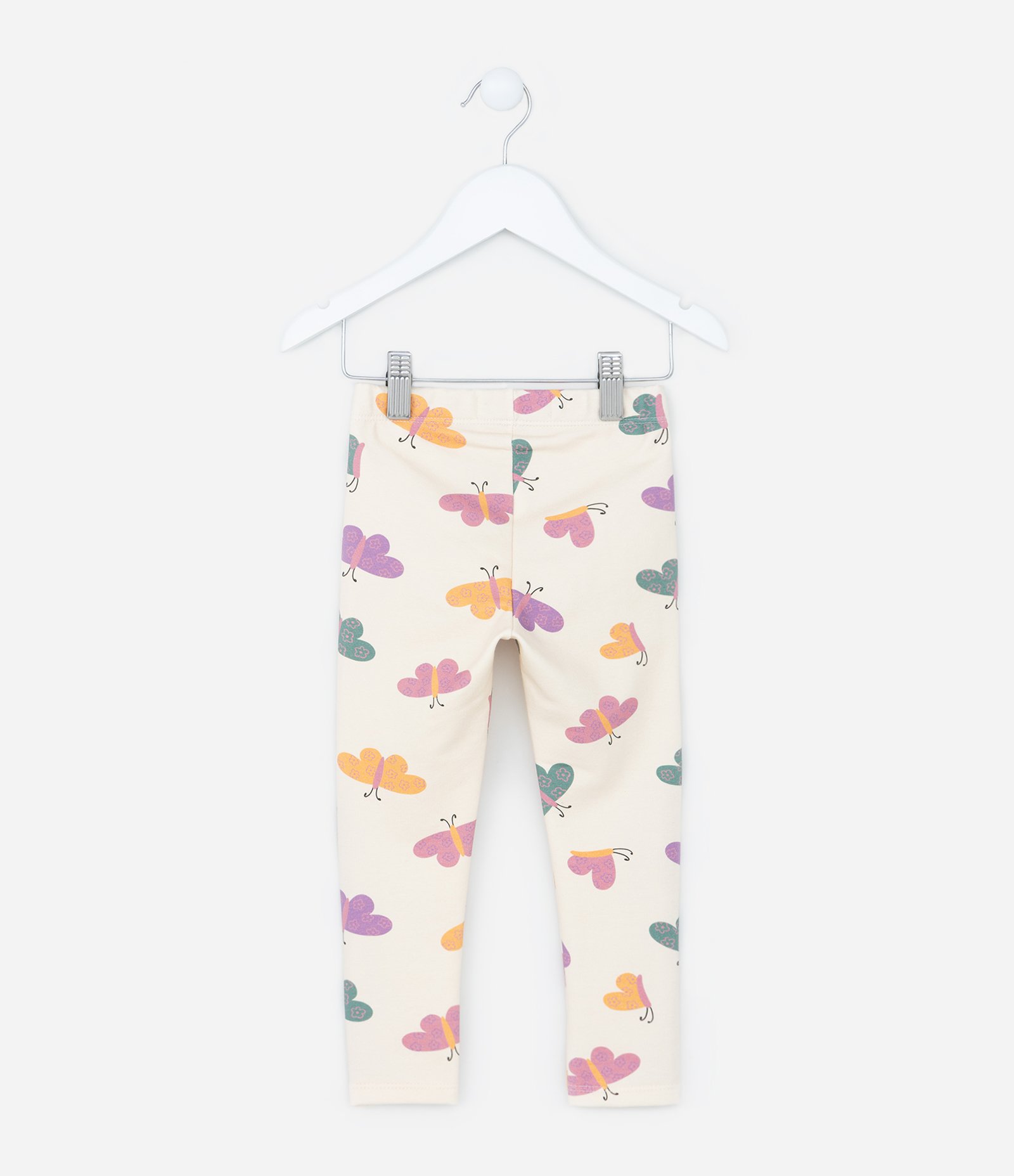 Calça Legging Infantil Quentinha com Estampa Borboletas - Tam 1 a 6 Anos Bege 2