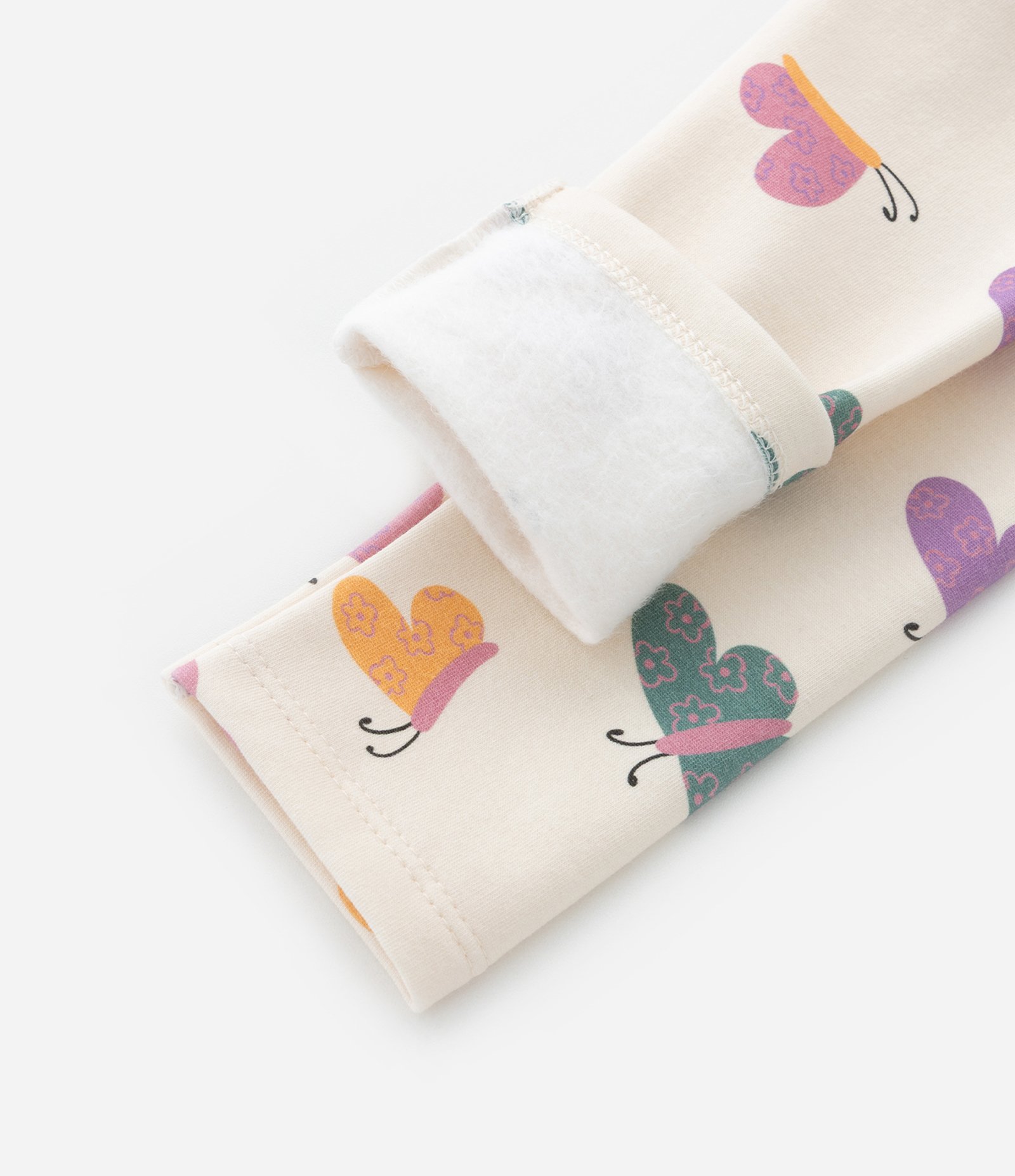 Calça Legging Infantil Quentinha com Estampa Borboletas - Tam 1 a 6 Anos Bege 4