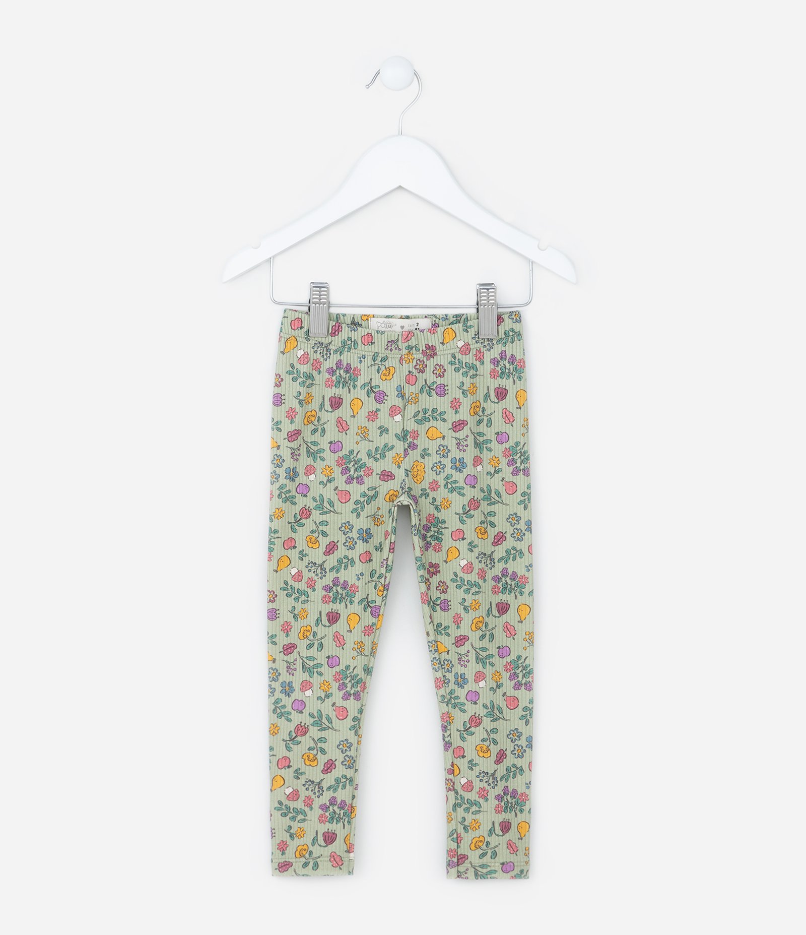 Calça Legging Infantil Canelada com Estampa Florzinhas - Tam 1 a 6 Anos Multicores 1