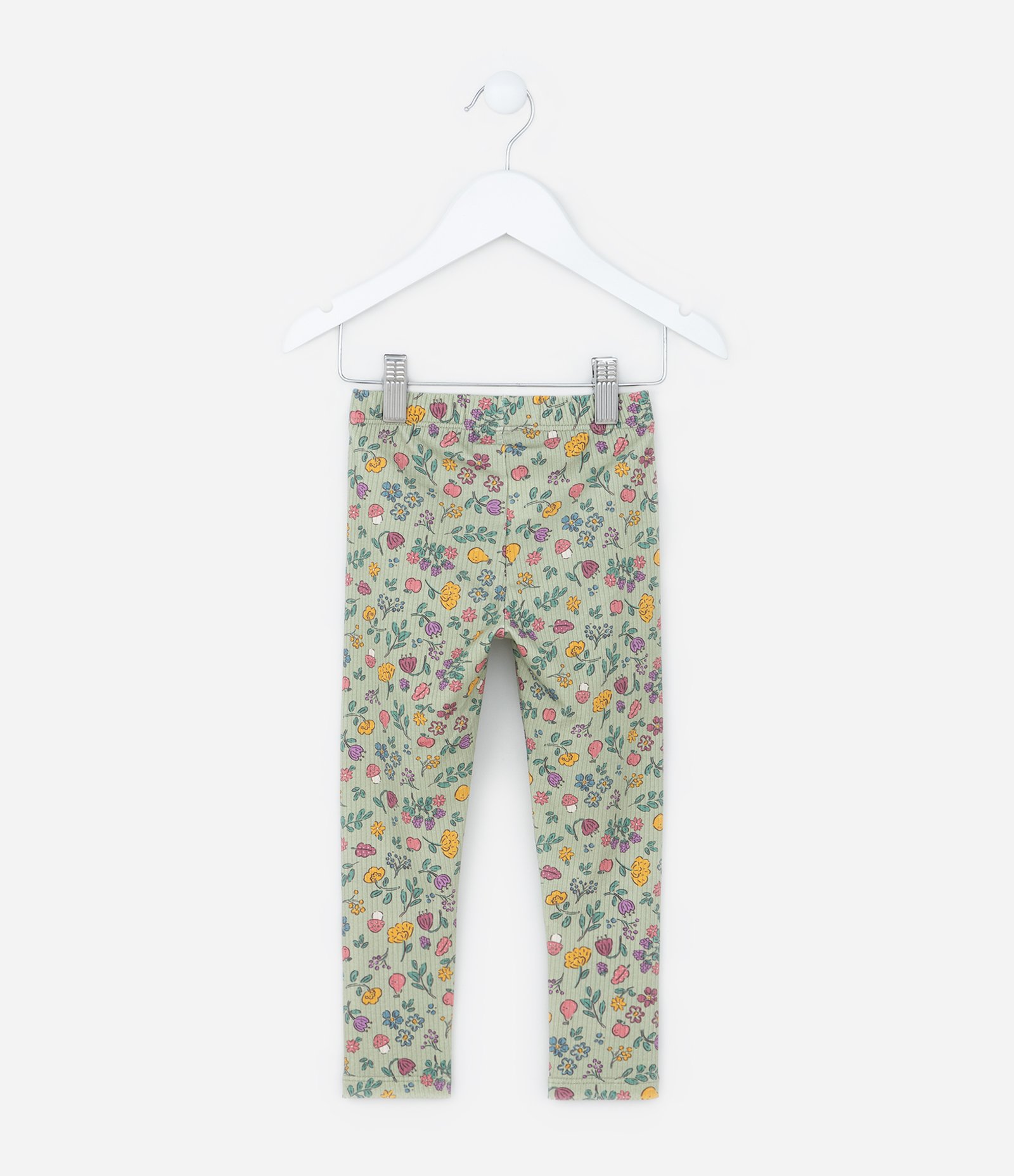Calça Legging Infantil Canelada com Estampa Florzinhas - Tam 1 a 6 Anos Multicores 2