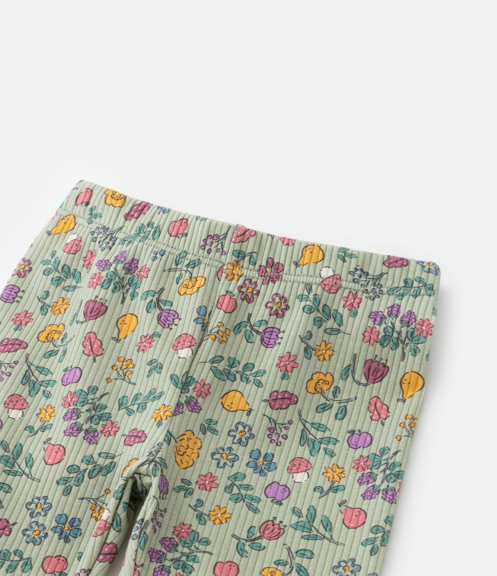 Calça Legging Infantil Canelada com Estampa Florzinhas - Tam 1 a 6 Anos Multicores 4
