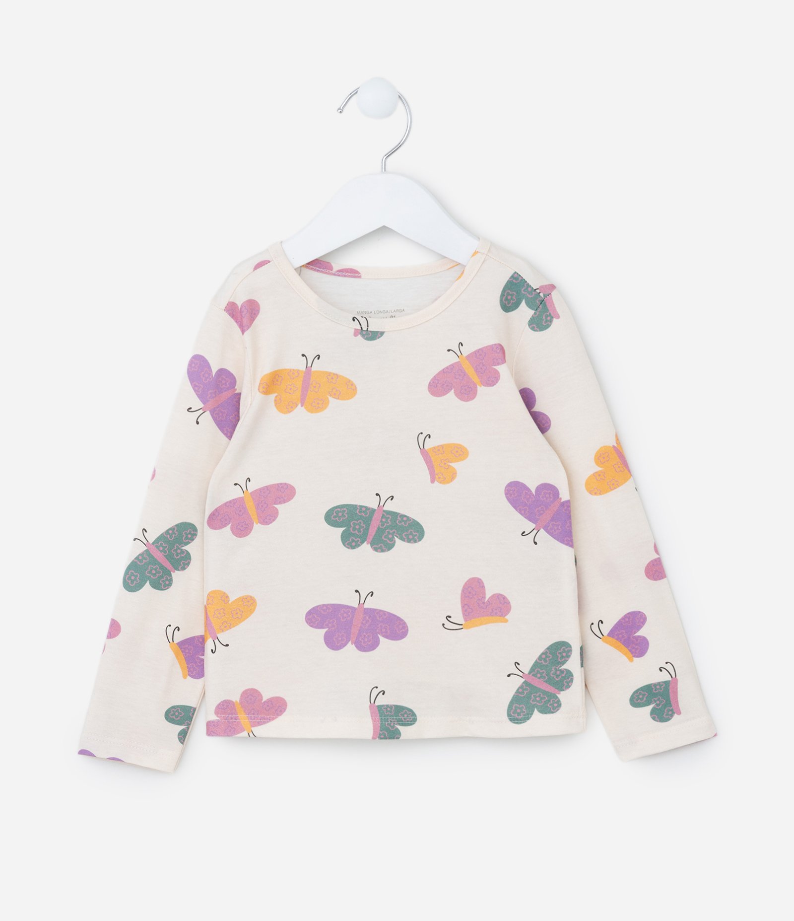 Blusa Infantil com Estampa Borboletinhas - Tam 1 a 6 Anos Multicores 1