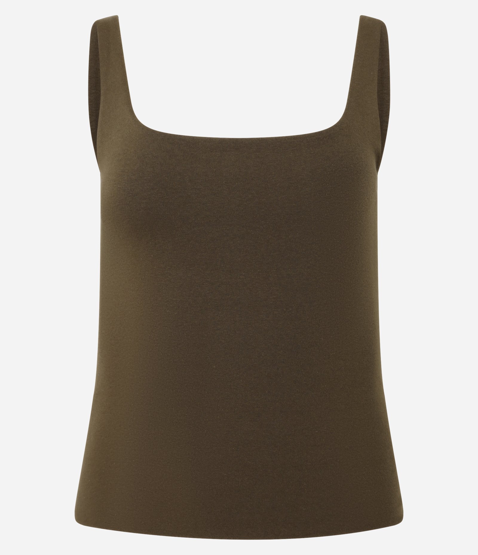 Blusa em Ribana com Decote Quadrada e Alça Larga Marrom 5