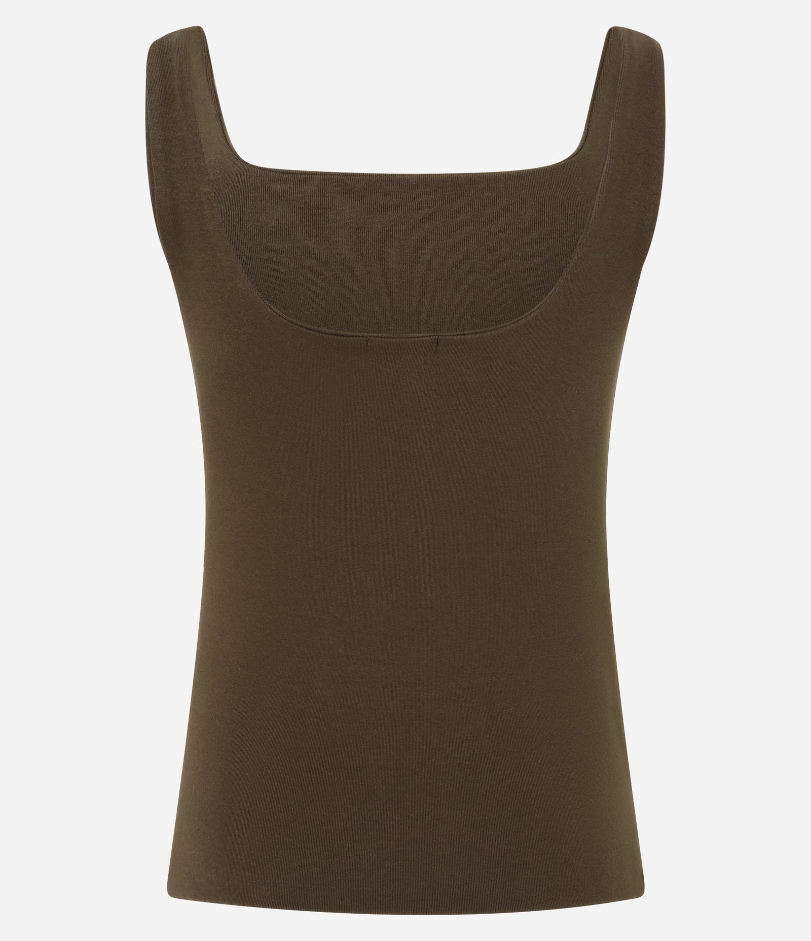 Blusa em Ribana com Decote Quadrada e Alça Larga Marrom 6