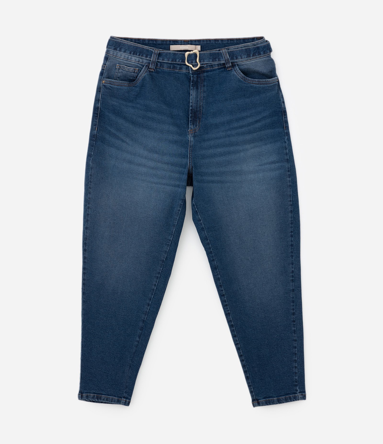 Calça Mom em Jeans com Elastano e Cinto Curve & Plus Size Azul 5