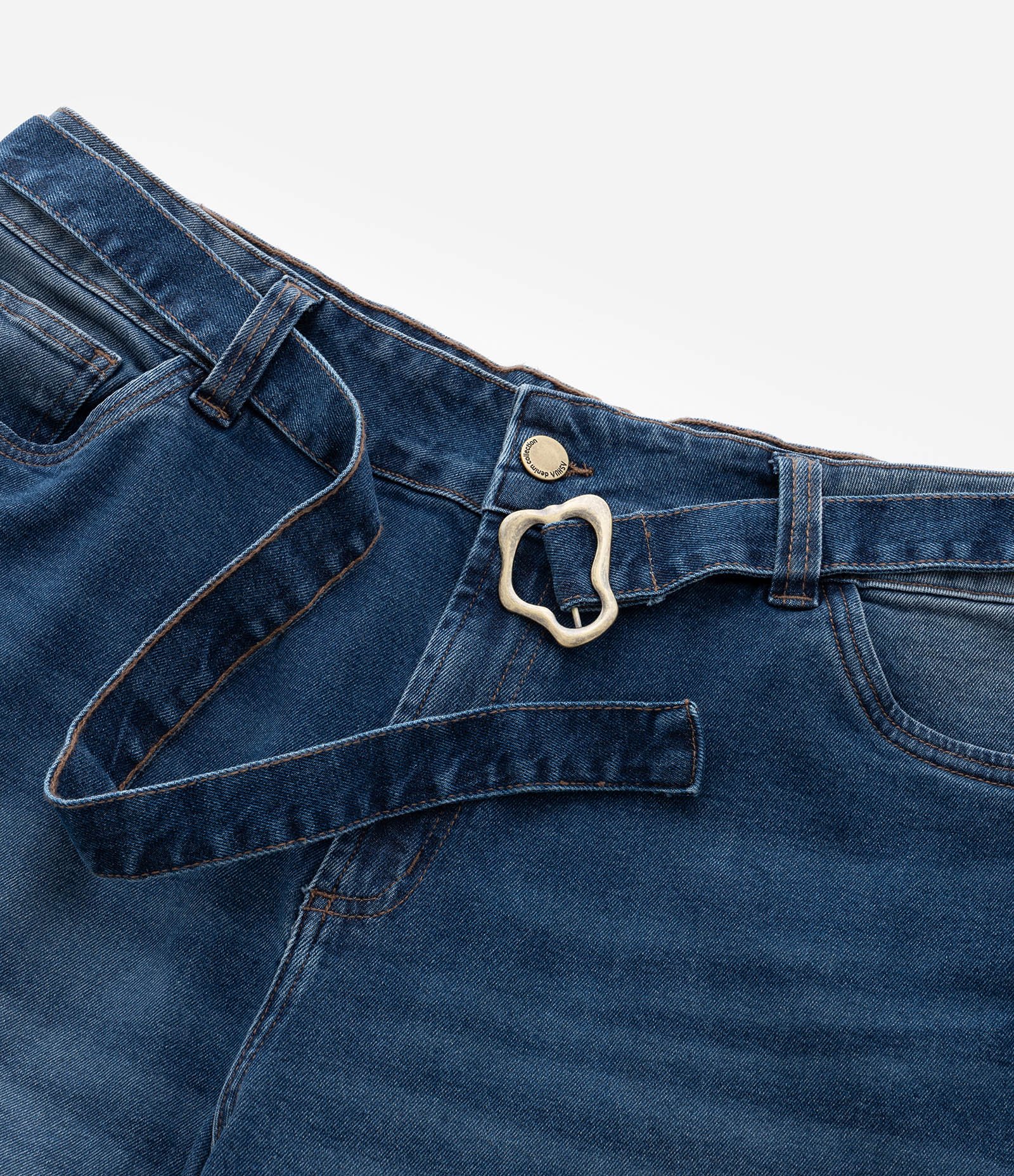 Calça Mom em Jeans com Elastano e Cinto Curve & Plus Size Azul 8