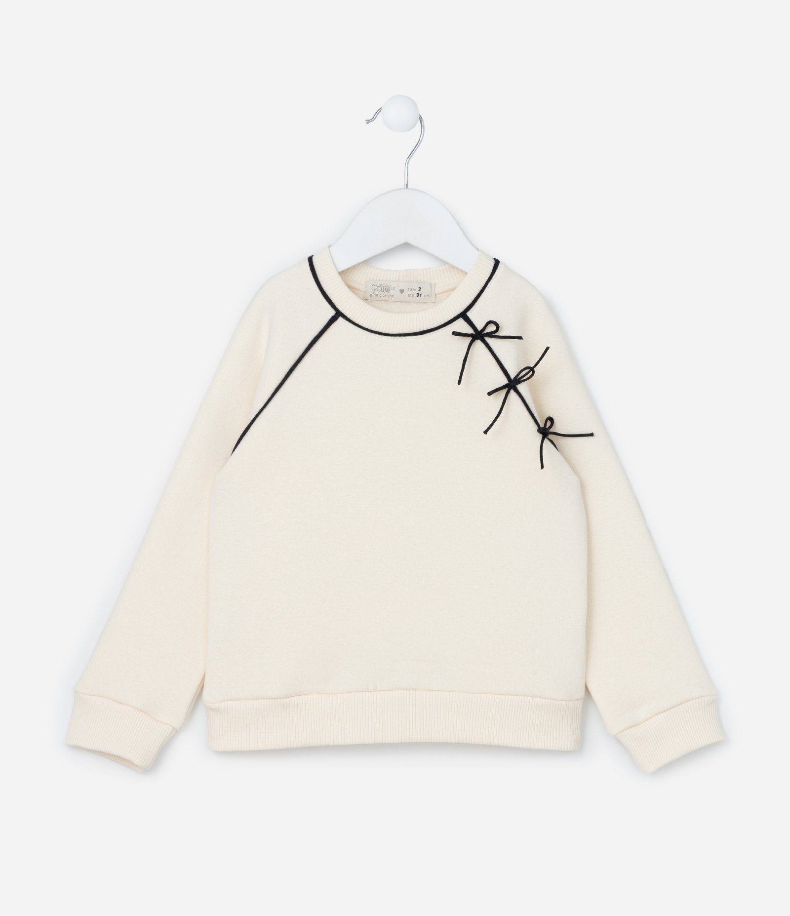 Casaco Infantil com Lacinhos e Viés Contrastantes - Tam 1 a 6 Anos Off White 1