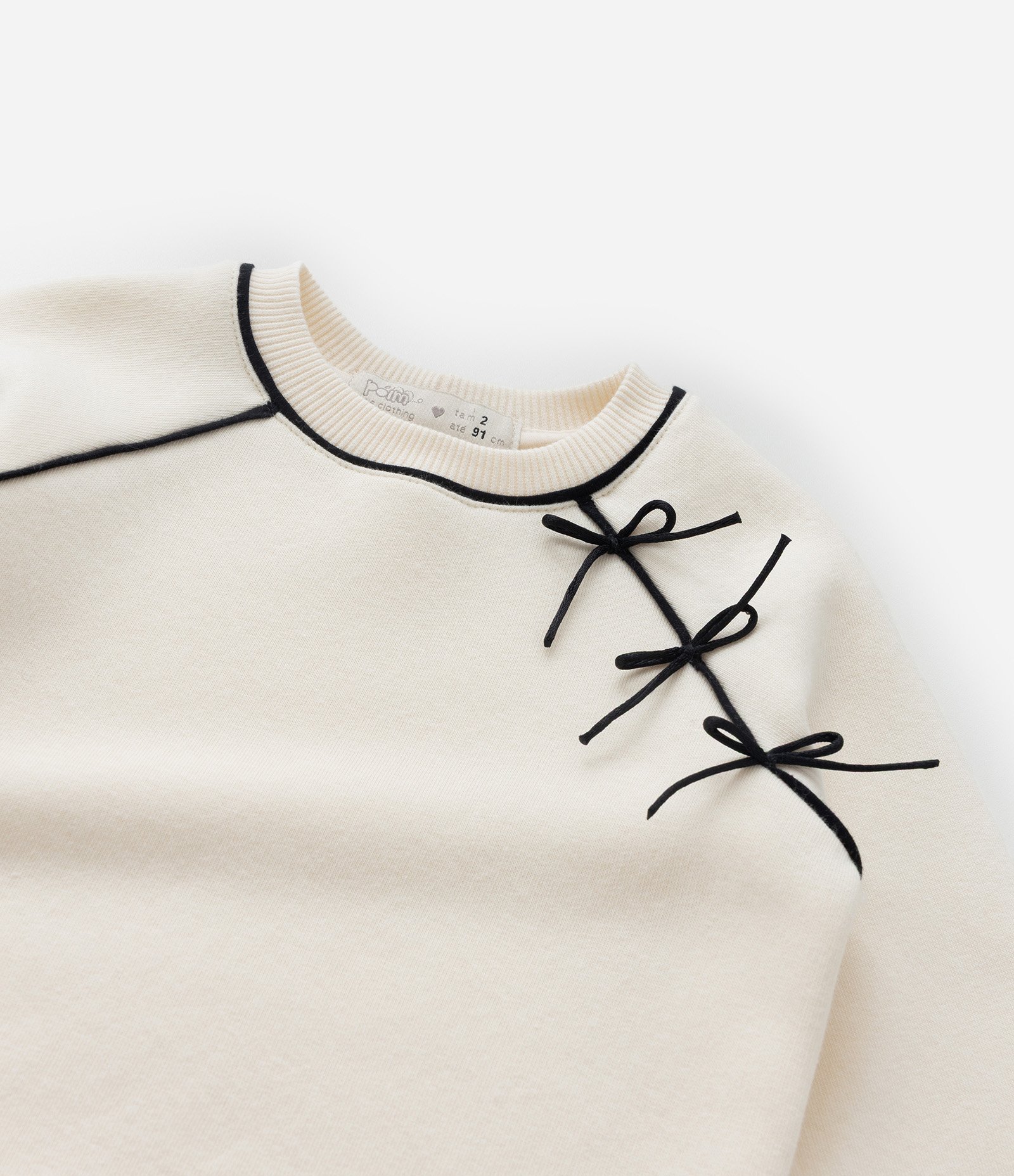 Casaco Infantil com Lacinhos e Viés Contrastantes - Tam 1 a 6 Anos Off White 6