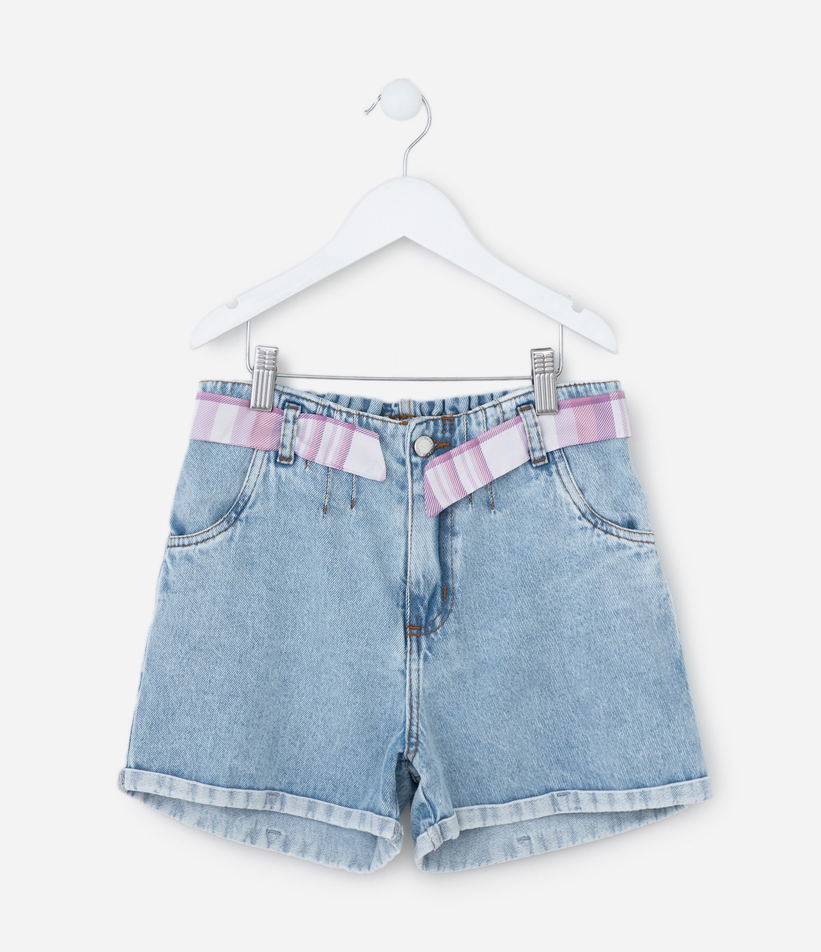Short Infantil em Jeans com Cinto - Tam 5 a 14 Anos Azul 1