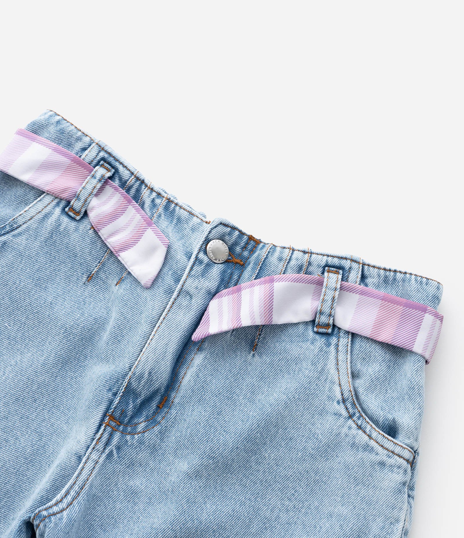 Short Infantil em Jeans com Cinto - Tam 5 a 14 Anos Azul 6