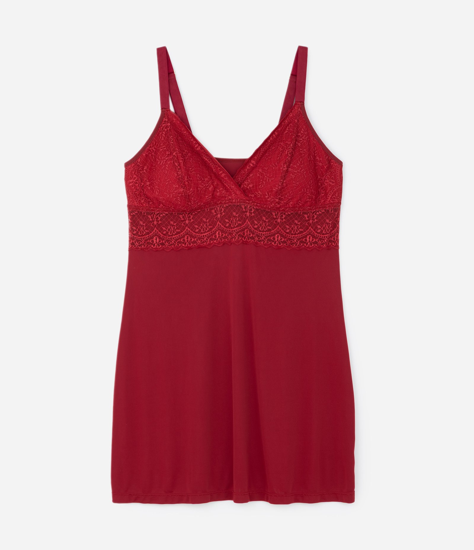 Camisola Liganete Renda e Bojo Removível Curve & Plus Size Vermelho 5