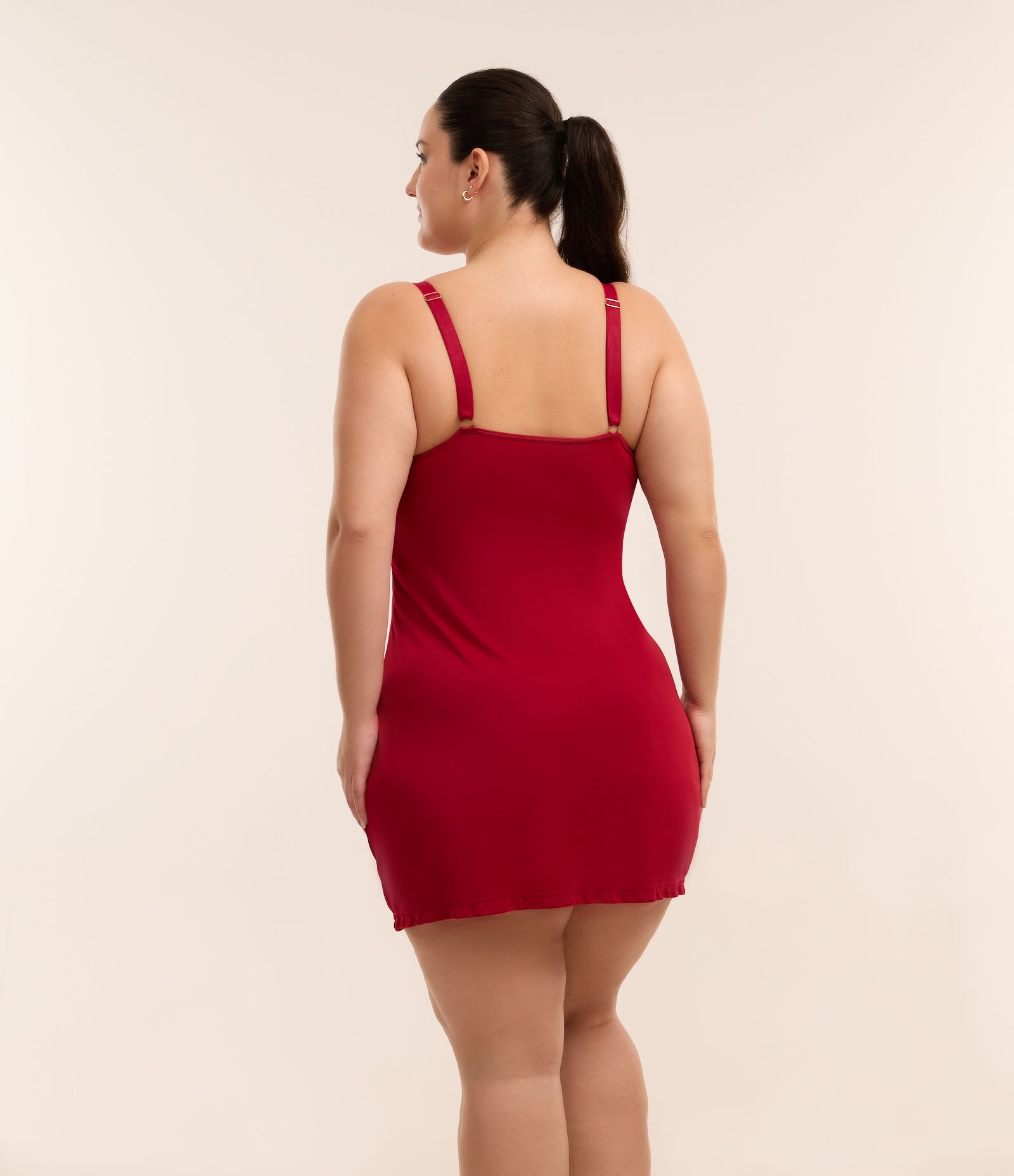 Camisola Liganete Renda e Bojo Removível Curve & Plus Size Vermelho 3