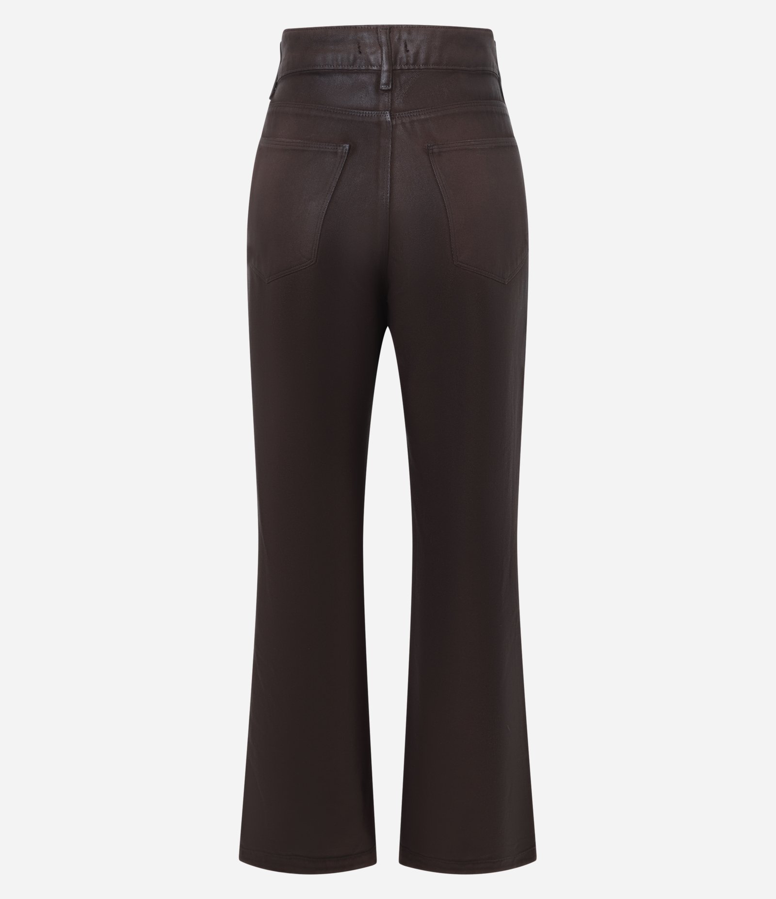 Calça Reta em Jeans Resinado com Cintura Alta Marrom 8