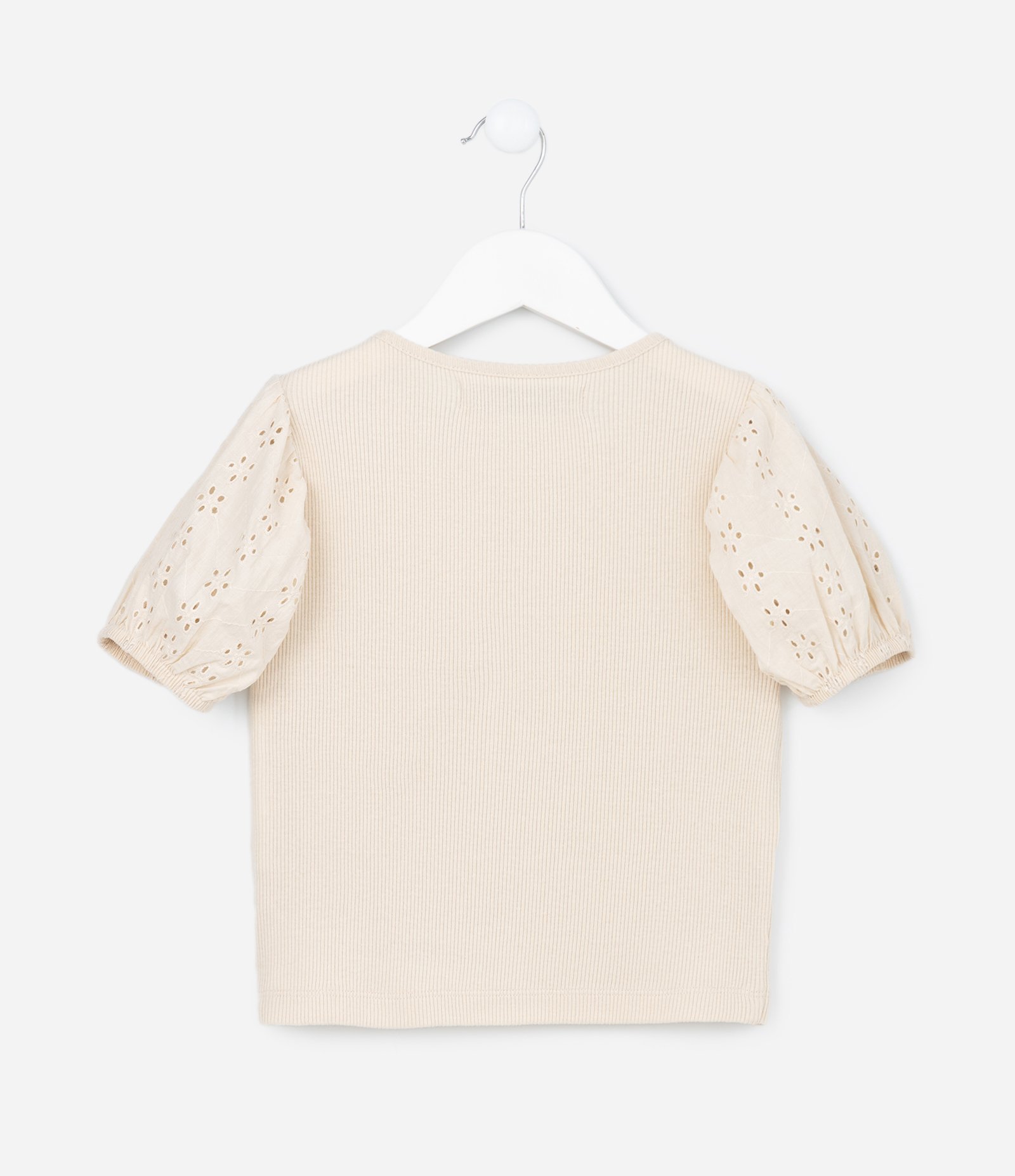 Blusa Infantil em Ribana com Broderie na Manga - Tam 5 a 14 Anos 2