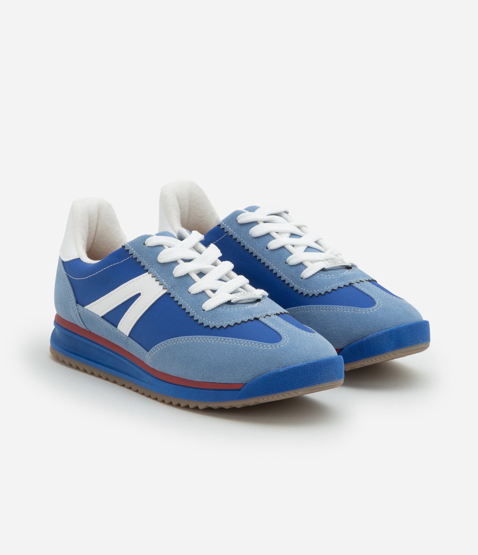 Tênis Jogging com Recortes e Detalhes Contrastantes Azul 2