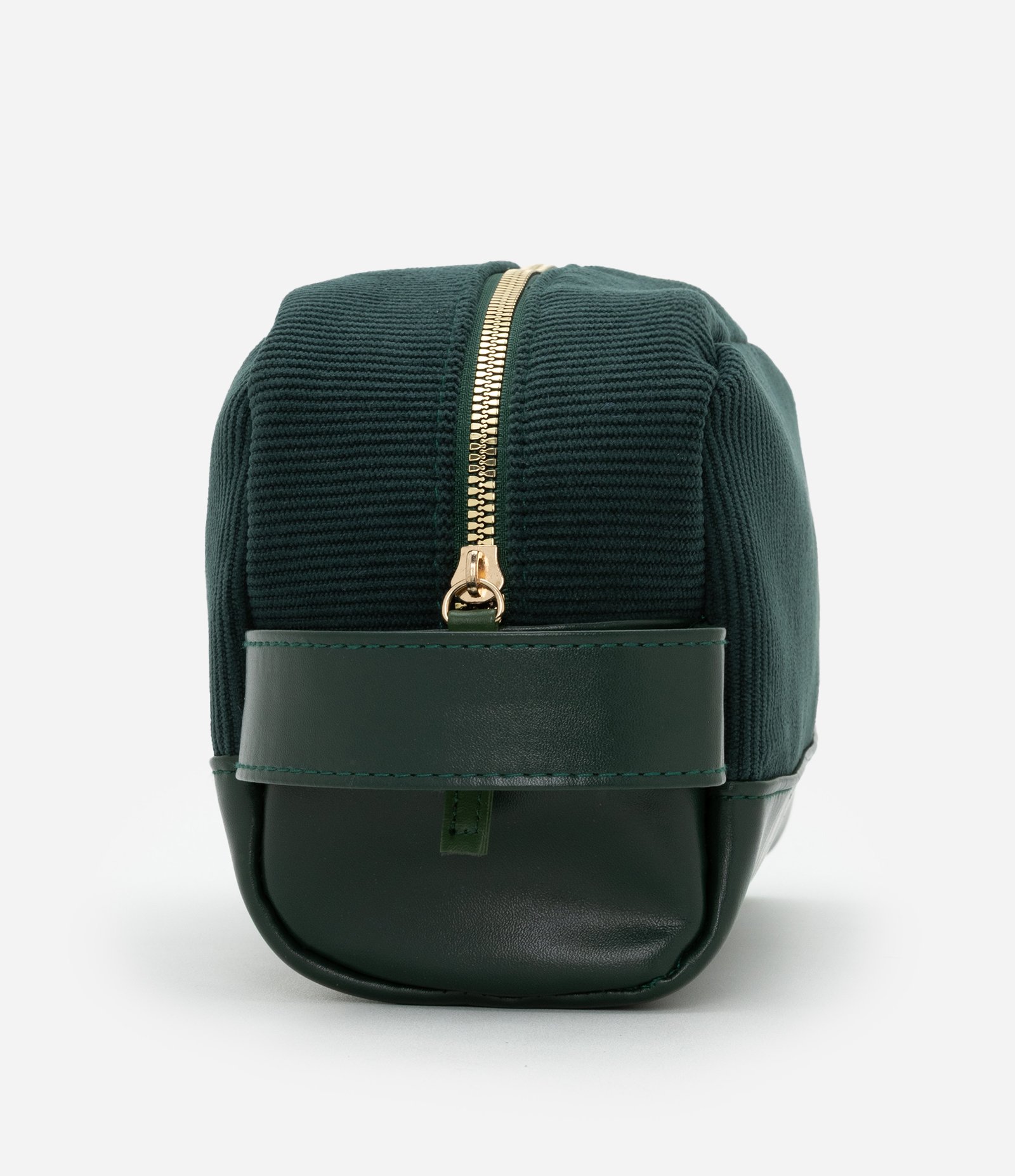 Necessaire Retangular Média em Veludo Cotelê com Alça Verde 5