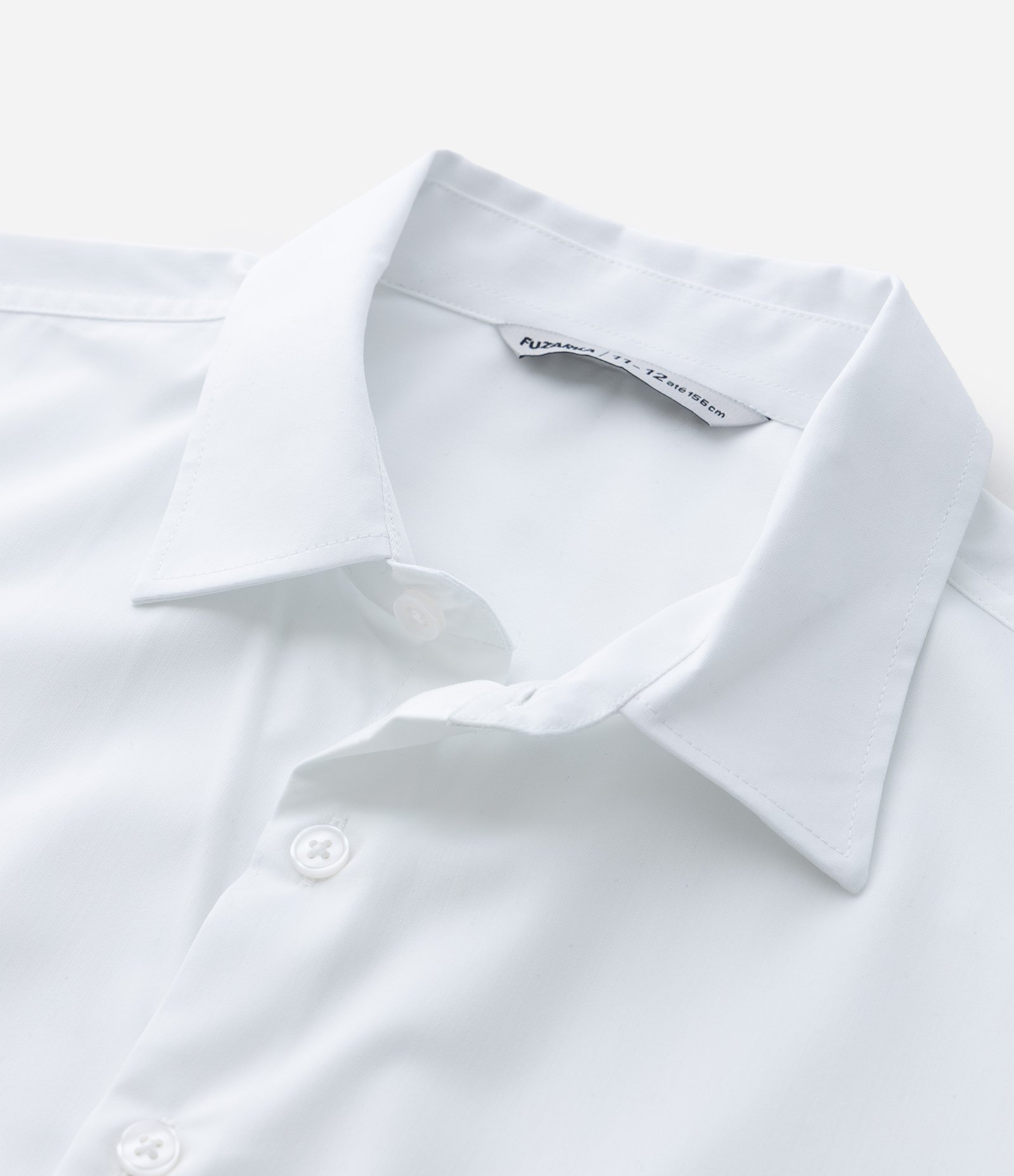 Camisa Infantil com Fibra de Bambu e Fechamento por Botões - Tam 5 a 14 Anos Branco 4