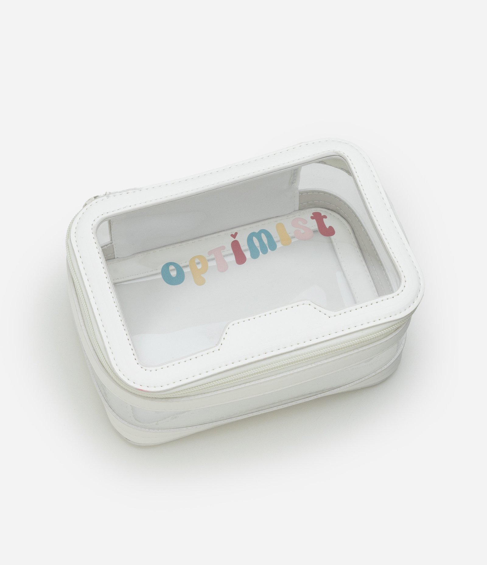 Nécessaire Retangular Grande com Lettering Optimist Off White 1
