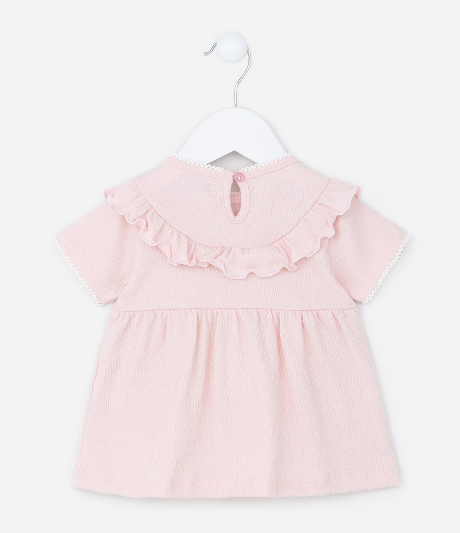 Conjunto Texturizado Infantil com Babadinho e Bordado Floral - Tam 0 a 18 meses Rosa 4