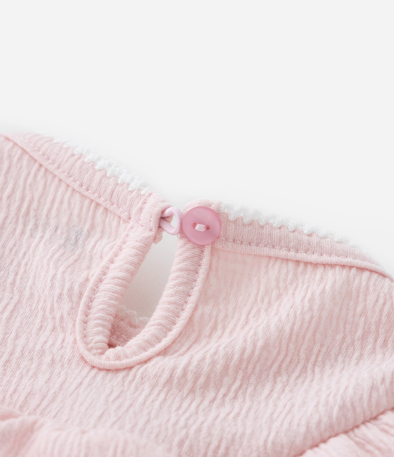 Conjunto Texturizado Infantil com Babadinho e Bordado Floral - Tam 0 a 18 meses Rosa 7