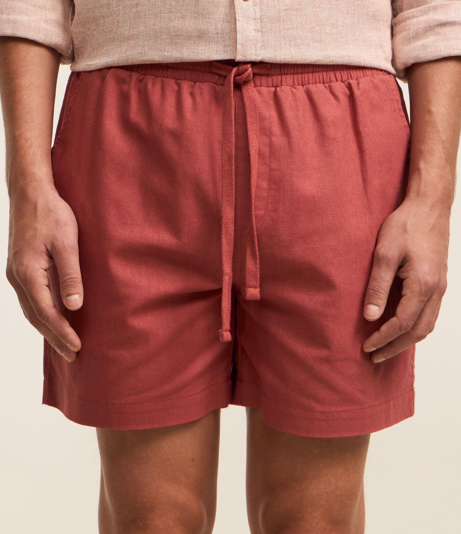 Bermuda em Algodão com Linho e Cós Elástico Marrom Claro 2