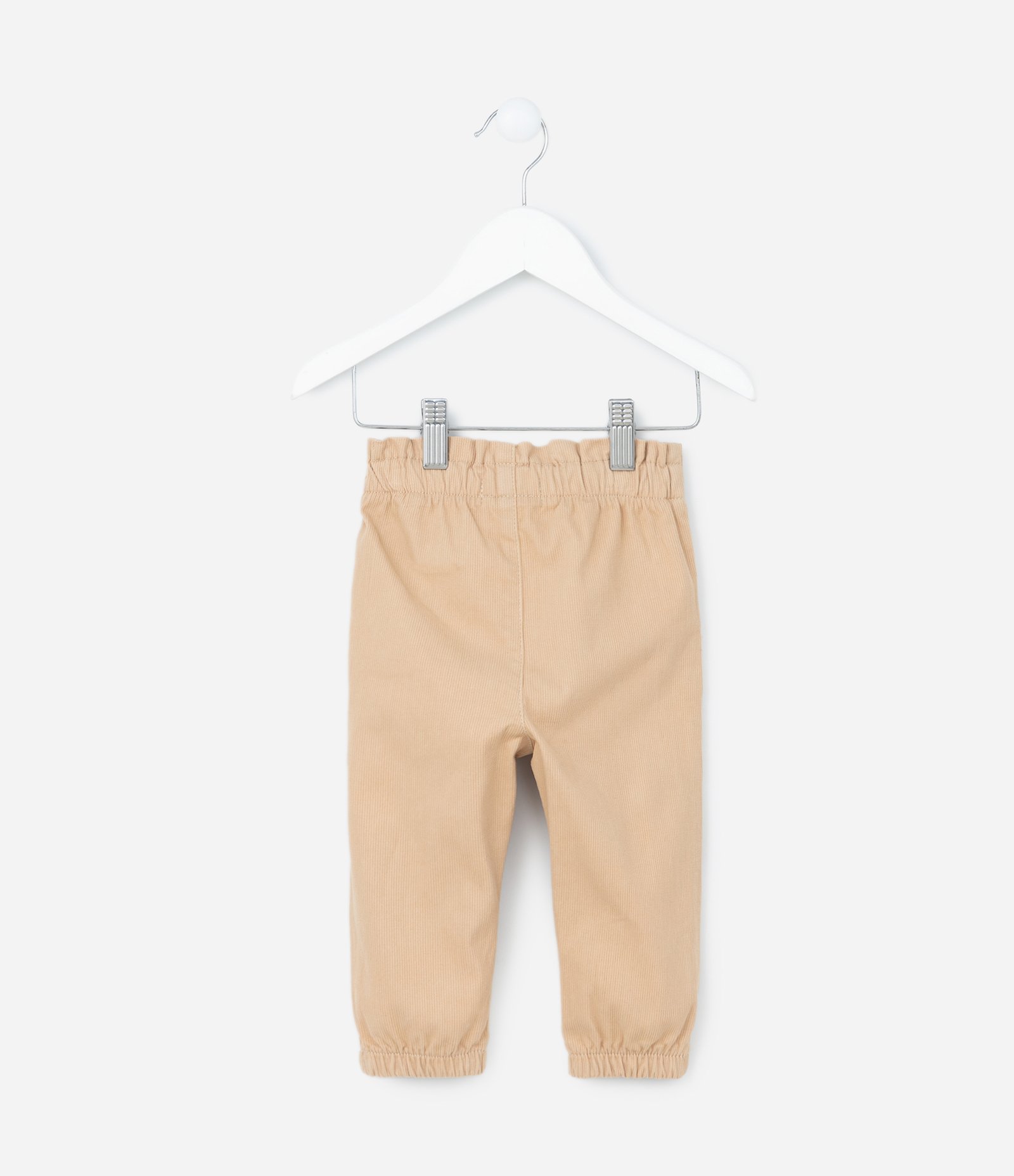 Calça Infantil em Veludo com Lacinho na Cintura - Tam 3 a 18 meses Bege 2