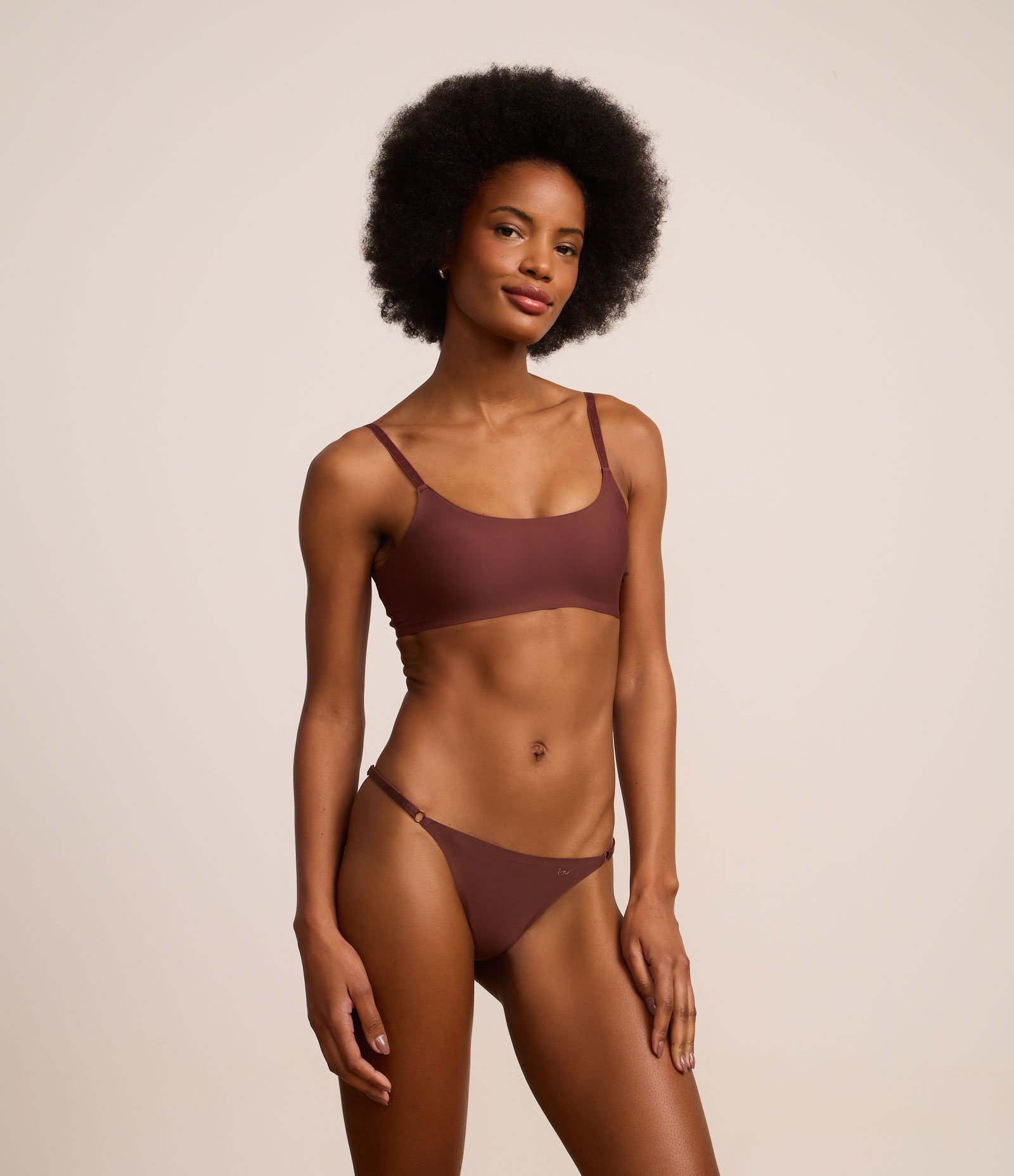 Sutiã Top em Microfibra Leve com Bojo Removível Marrom 3