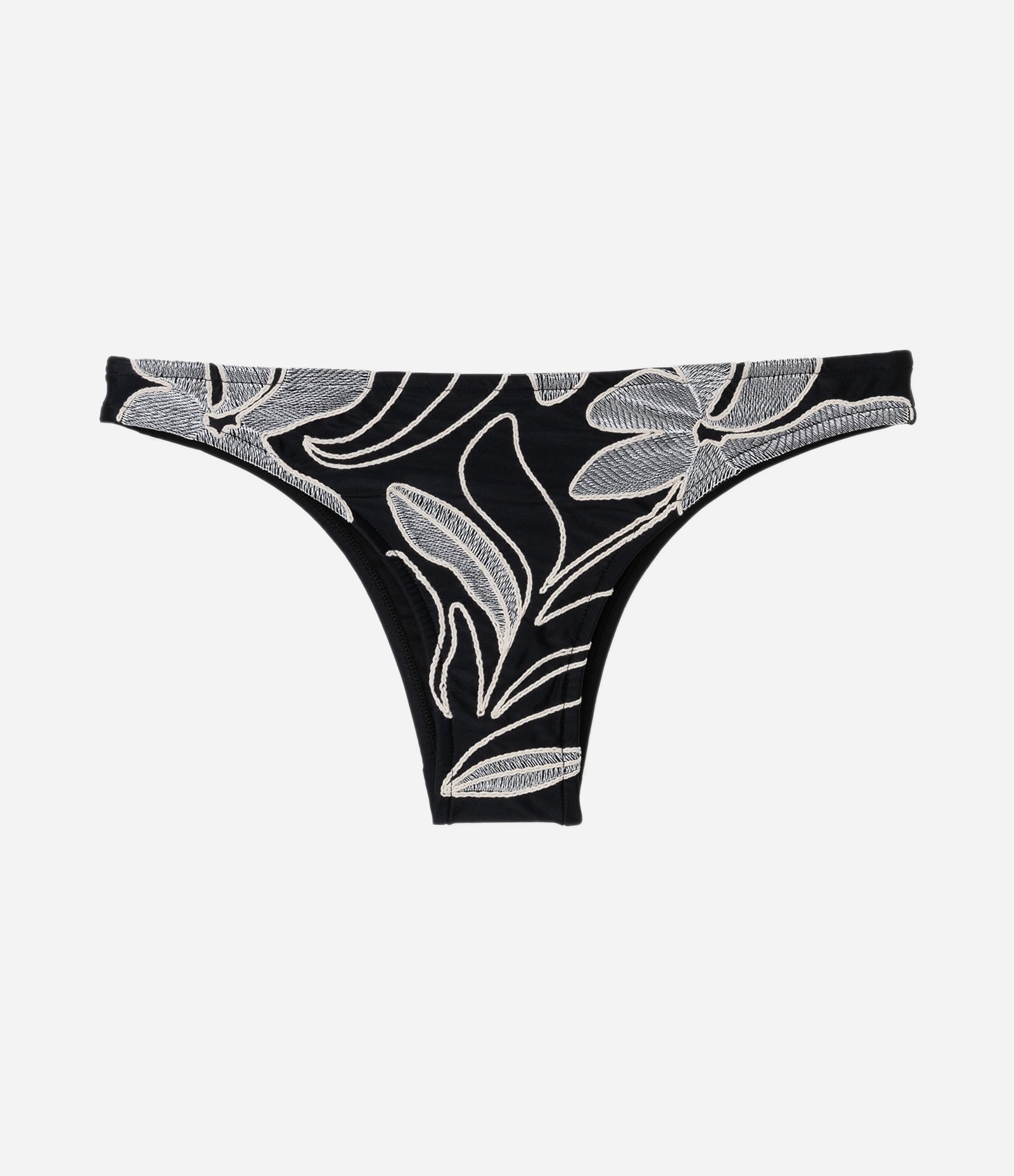 Biquíni Calcinha Básica em Microfibra com Bordado Floral Preto 5