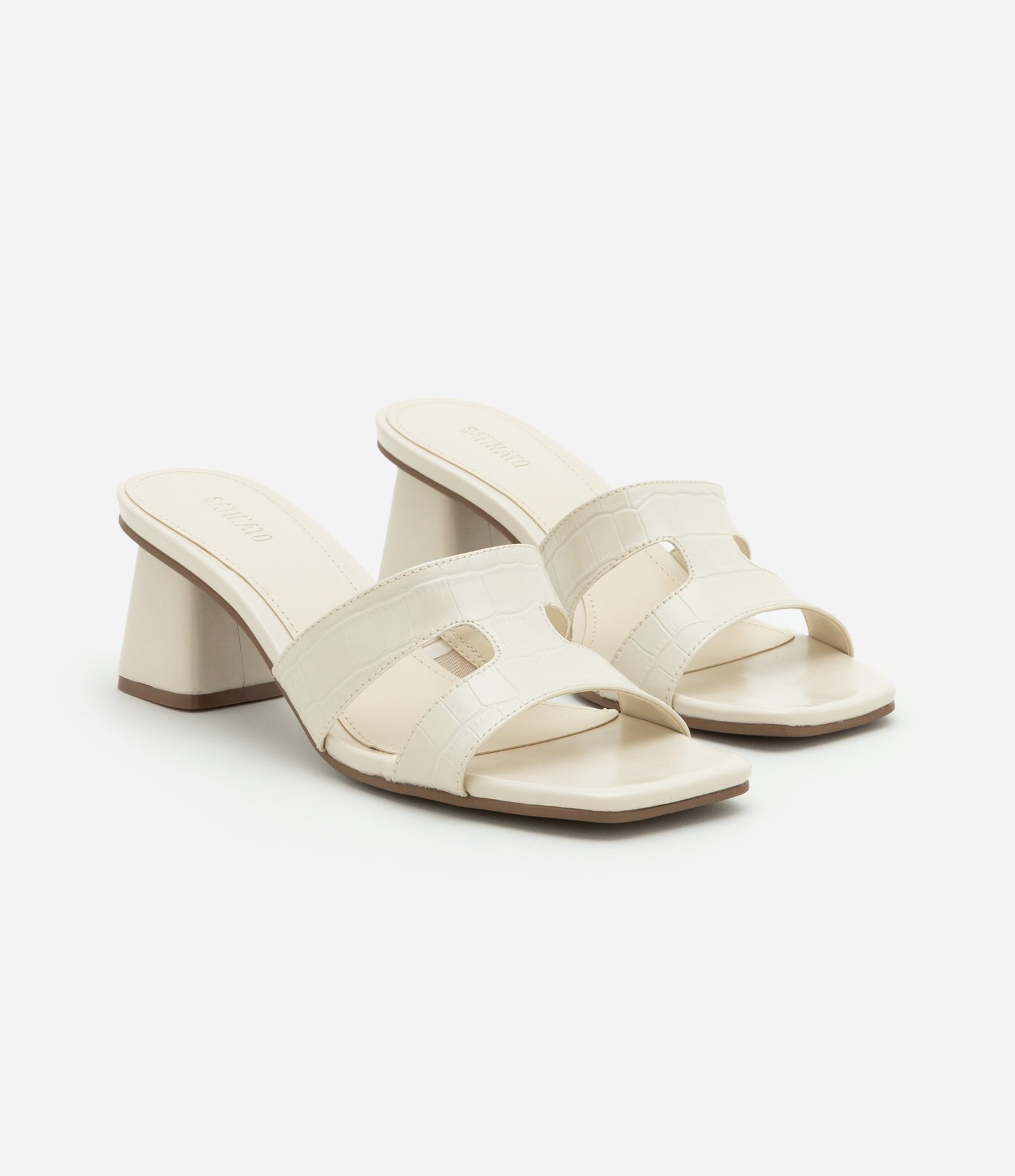 Sandália Mule em Croco com Tira H Off White 2