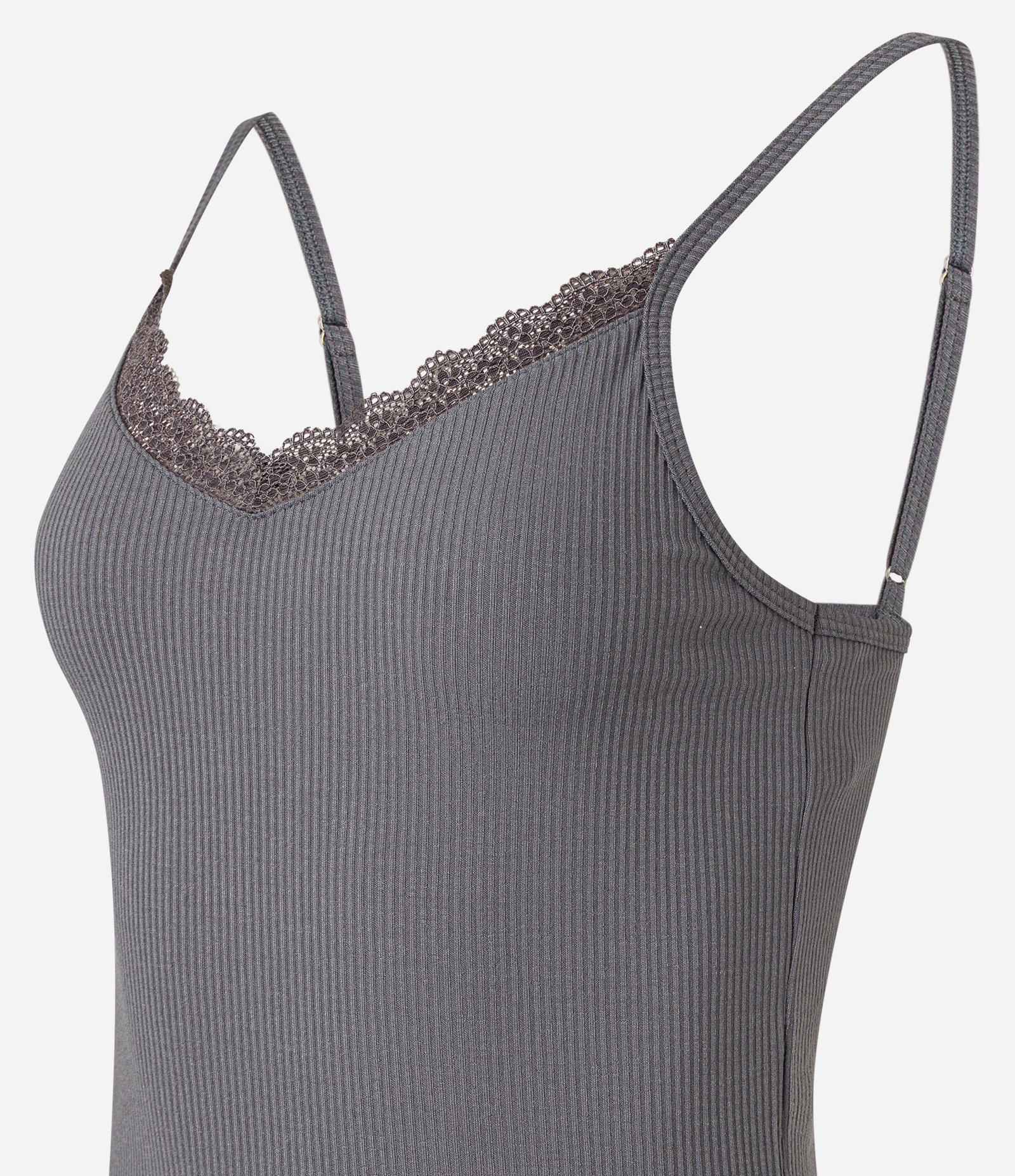 Pijama Short Doll Alcinha em Ribana com Renda e Estampa Ursinhos Cinza/ Azul 6