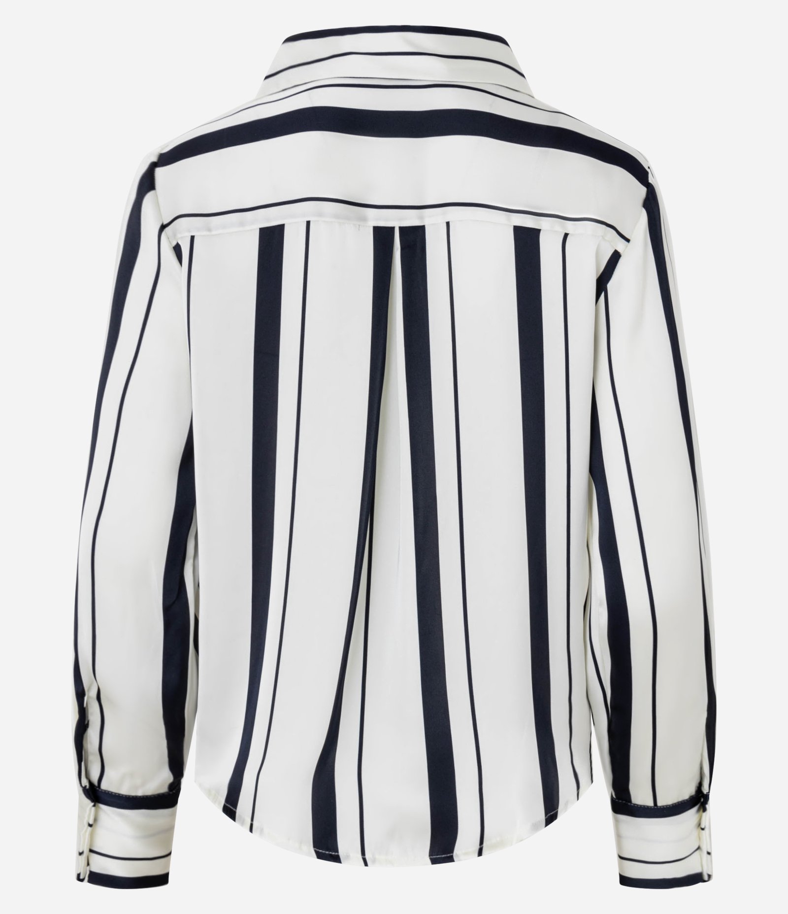 Camisa Acetinada com Listras e Vista com Botões Off White/Azul 8