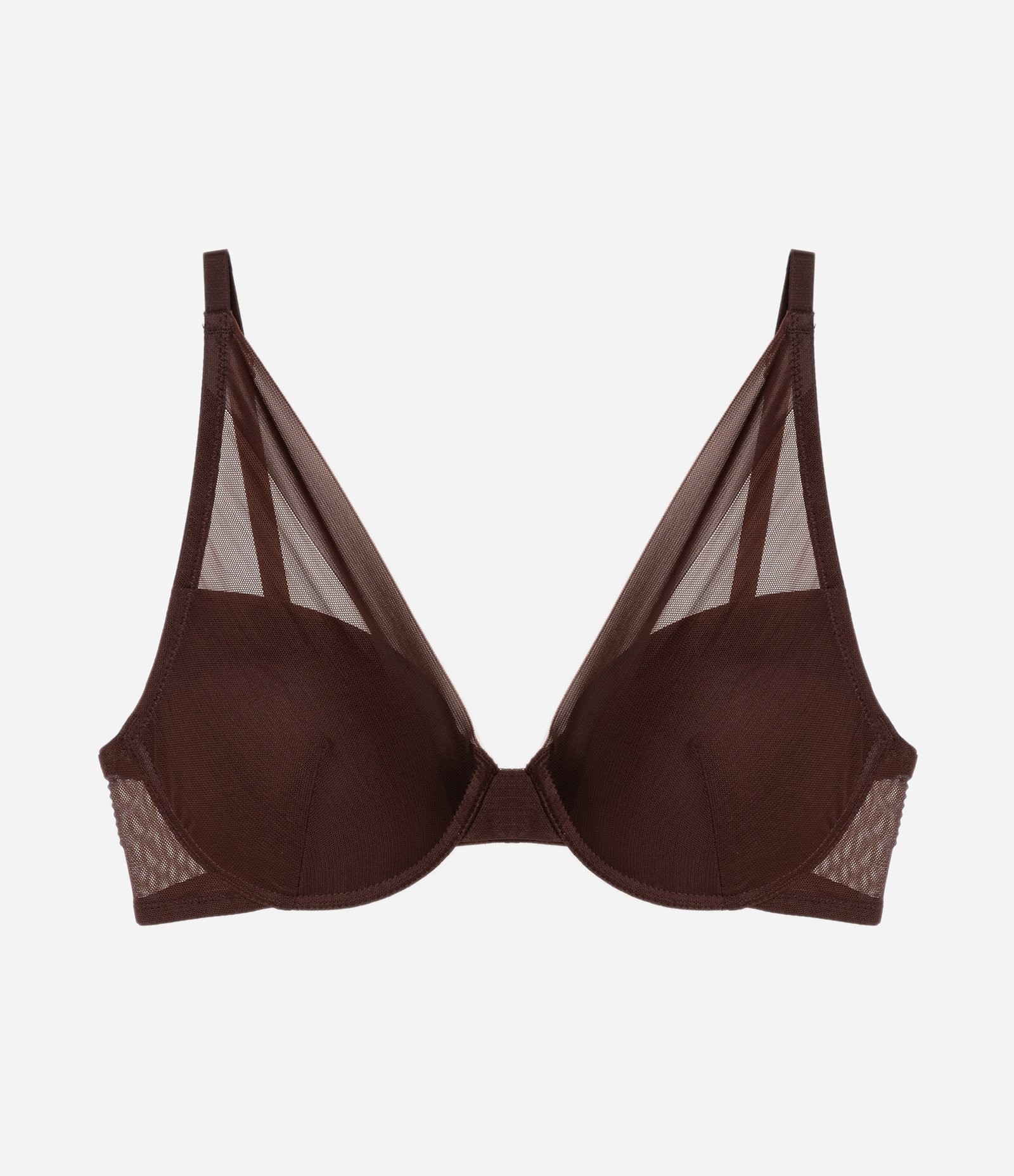 Sutiã Base com Bojo em Tule Marrom 5